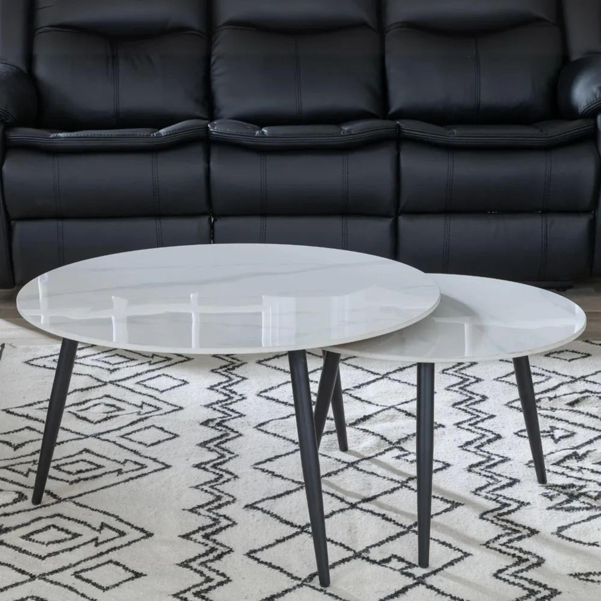 Product photograph of Glade White Round Ceramic Coffee Table Set Of 2 from Choice Furniture Superstore.