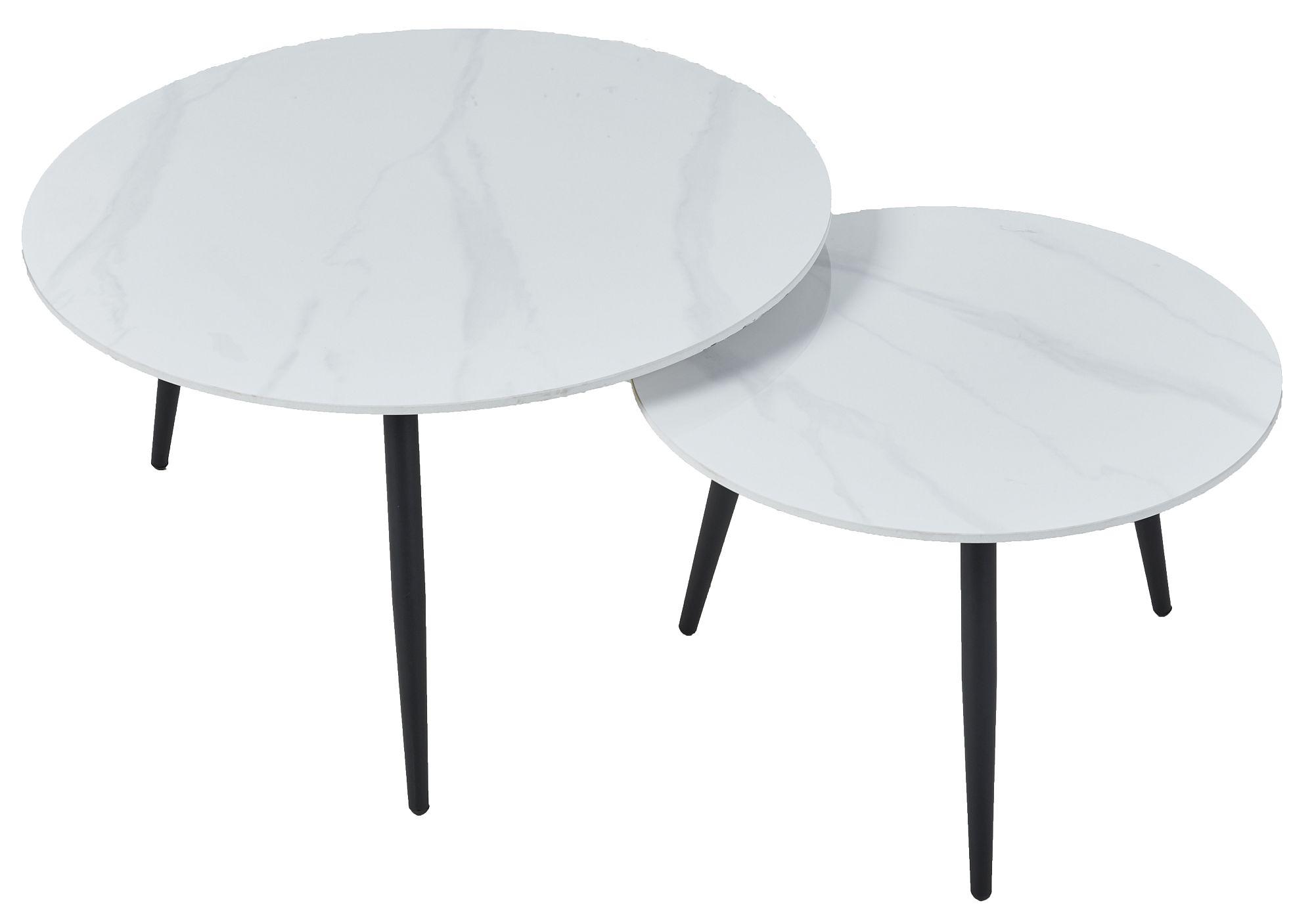 Product photograph of Glade White Round Ceramic Coffee Table Set Of 2 from Choice Furniture Superstore.