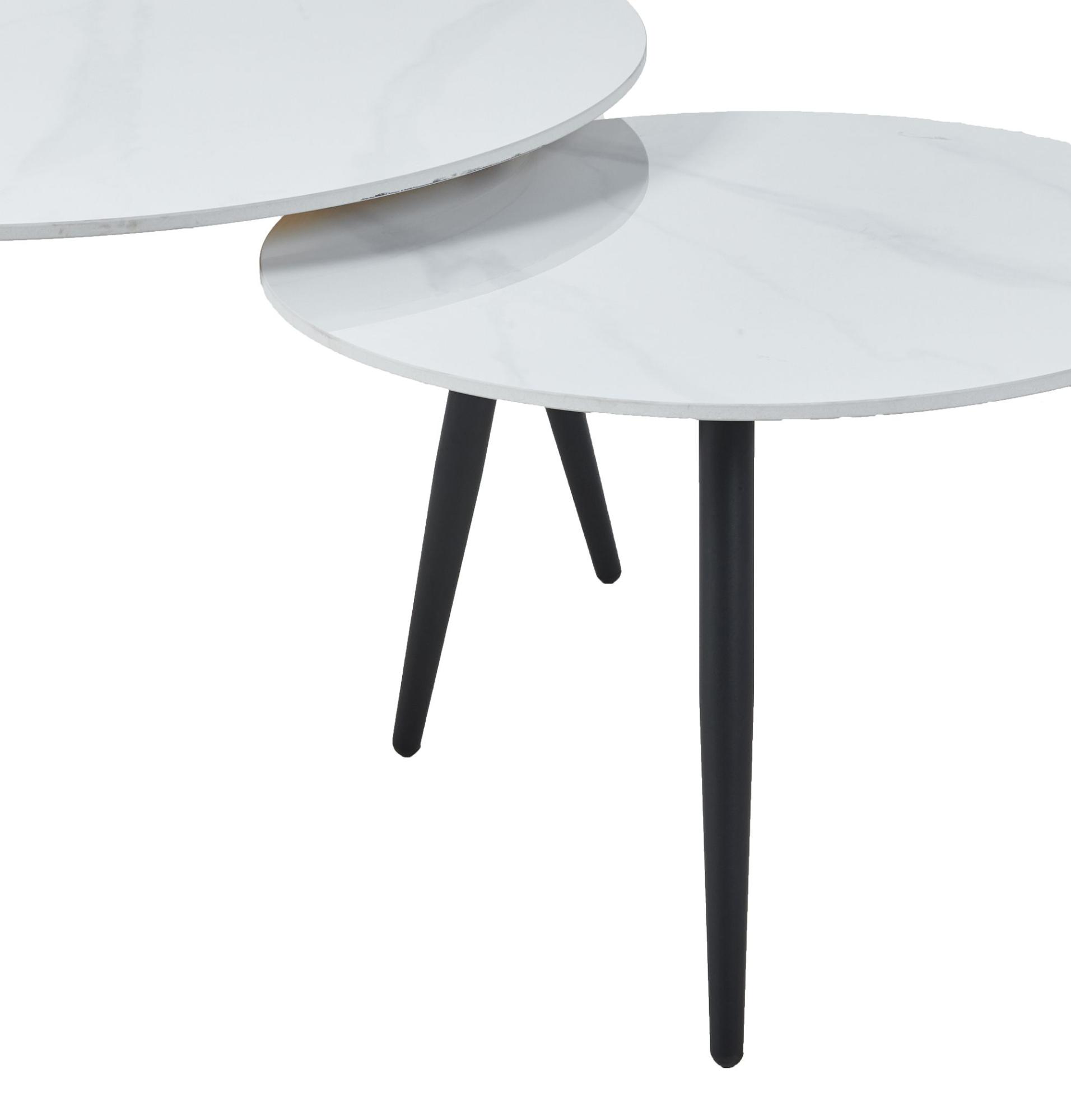 Product photograph of Glade White Round Ceramic Coffee Table Set Of 2 from Choice Furniture Superstore.