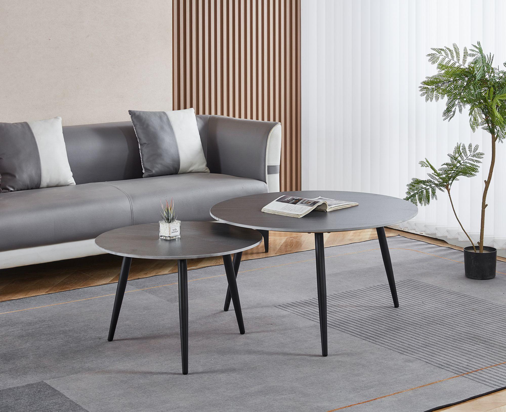 Product photograph of Glade Black Round Ceramic Coffee Table Set Of 2 from Choice Furniture Superstore.