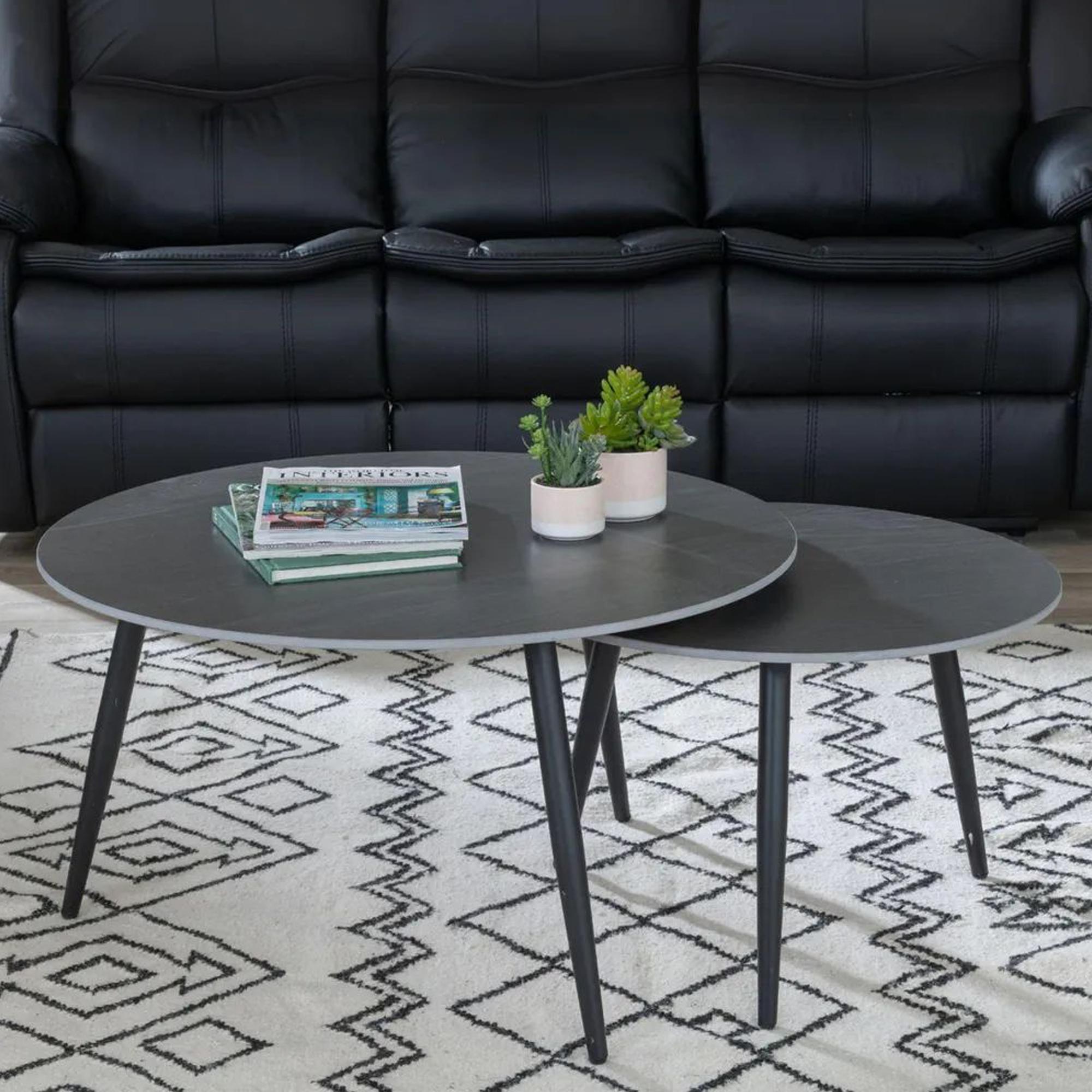 Product photograph of Glade Black Round Ceramic Coffee Table Set Of 2 from Choice Furniture Superstore.