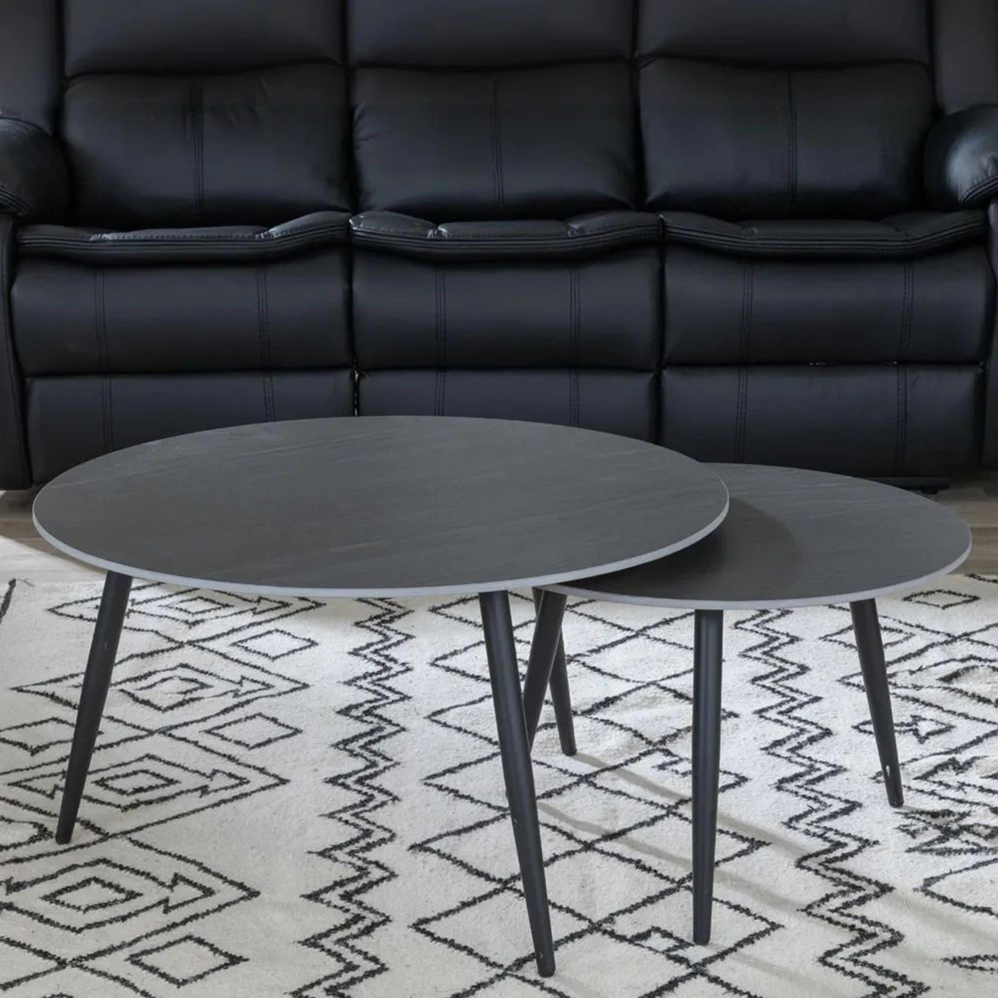 Product photograph of Glade Black Round Ceramic Coffee Table Set Of 2 from Choice Furniture Superstore.