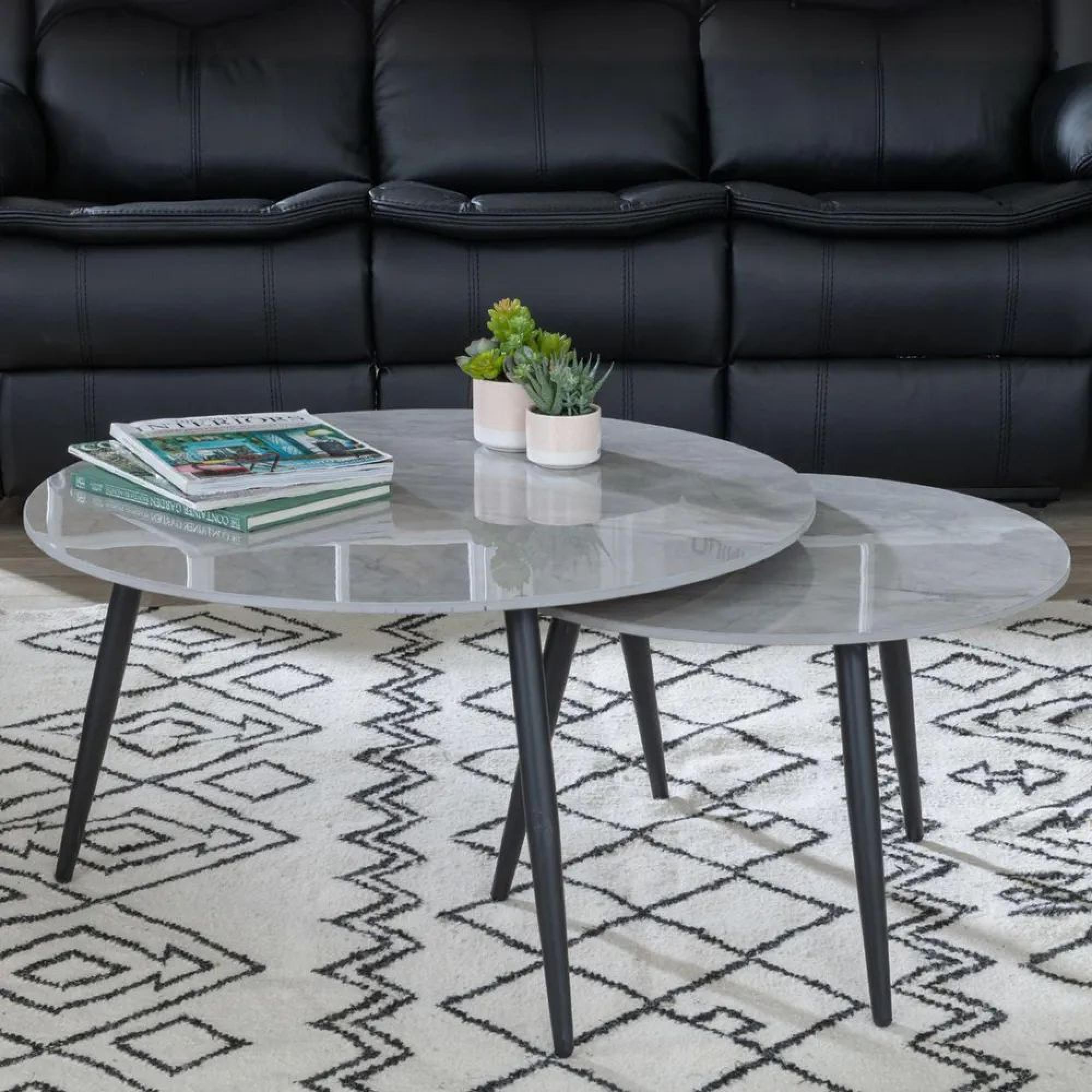 Product photograph of Glade Grey Round Ceramic Coffee Table Set Of 2 from Choice Furniture Superstore.