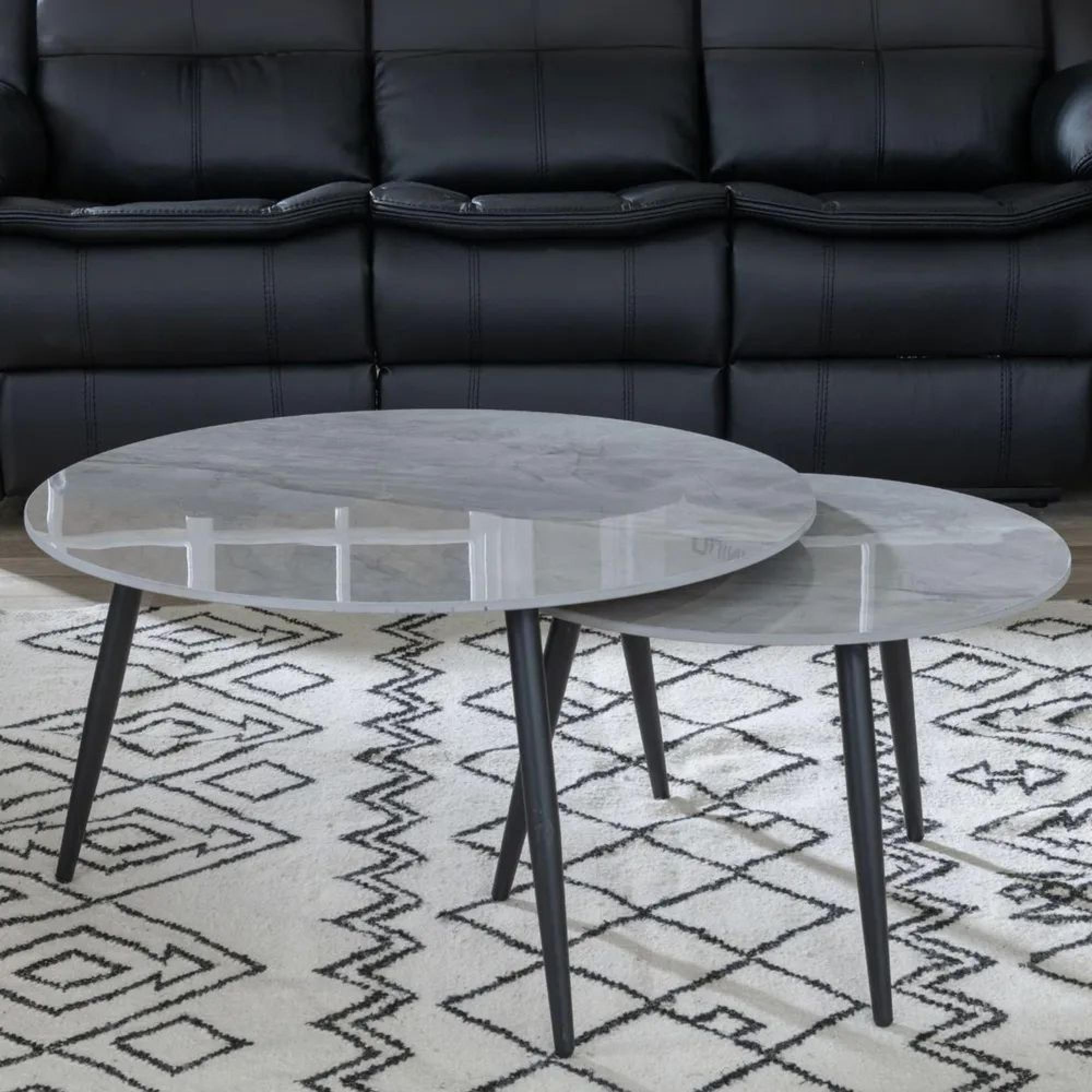 Product photograph of Glade Grey Round Ceramic Coffee Table Set Of 2 from Choice Furniture Superstore.