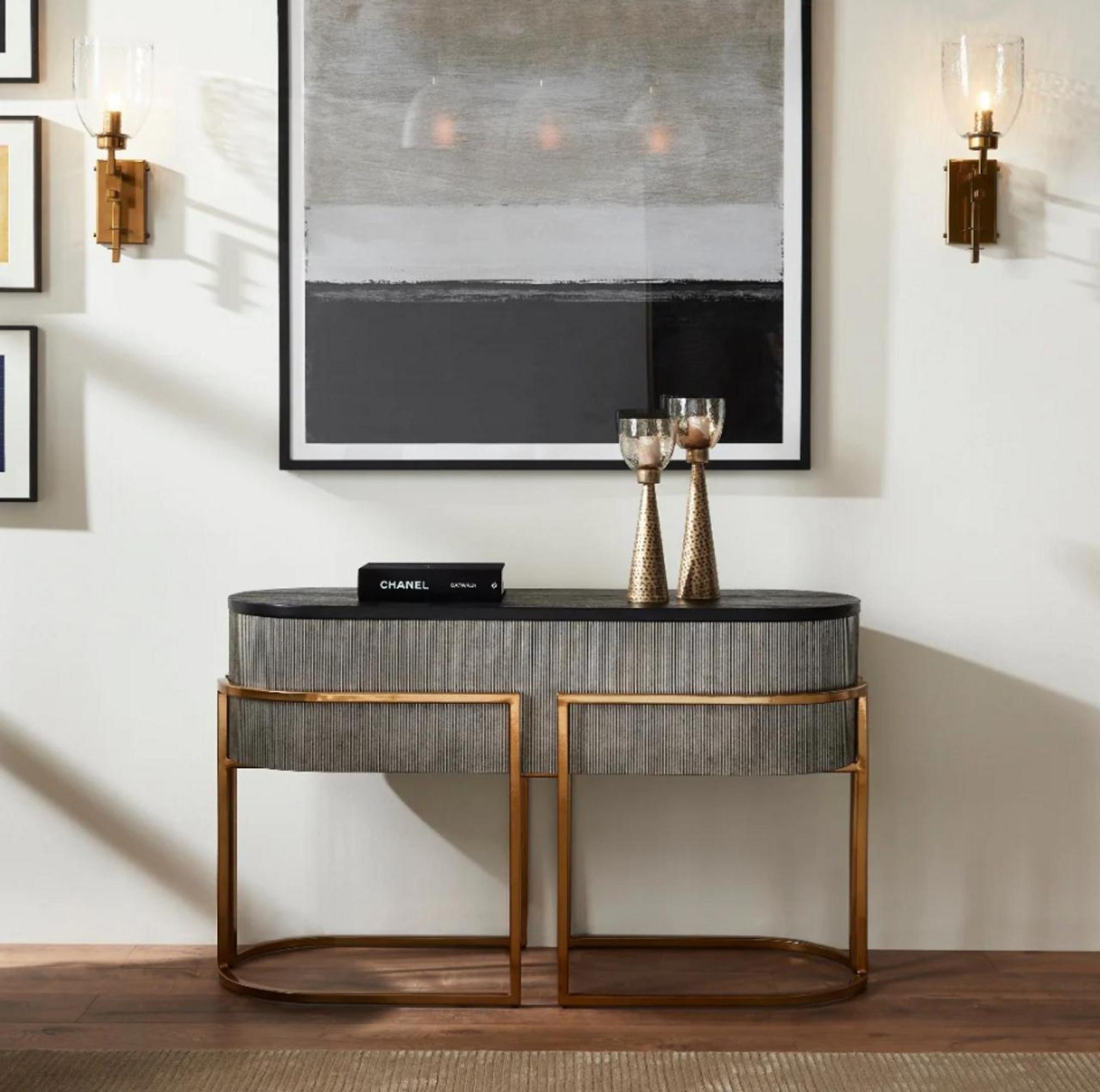 Product photograph of Mindy Brownes Franklin Rustic Silver Console Table from Choice Furniture Superstore.