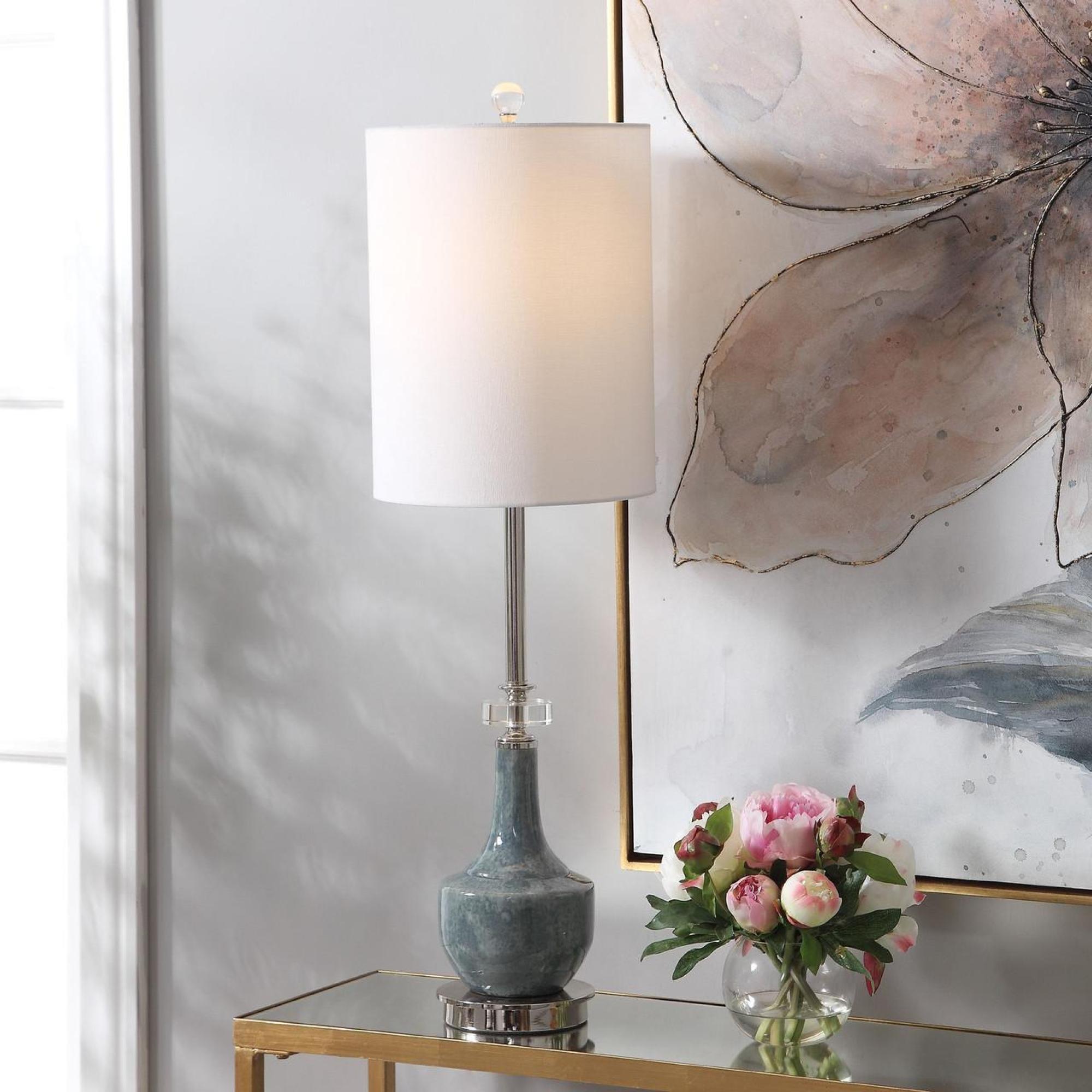 Product photograph of Mindy Brownes Piers Buffet White Silver And Grey Ceramic Lamp from Choice Furniture Superstore.