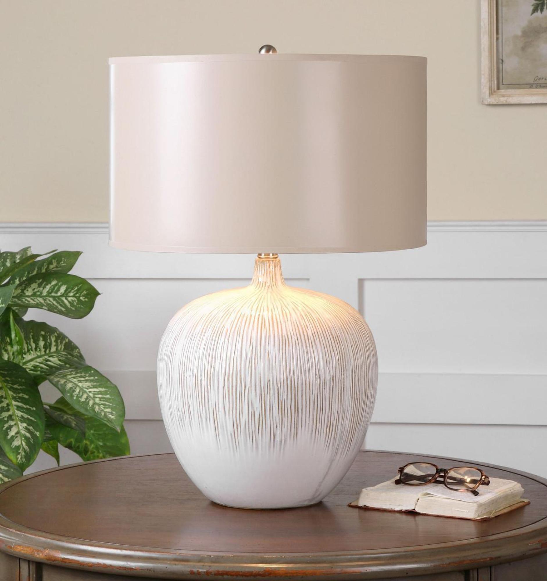 Product photograph of Mindy Brownes Georgios White And Golden Ceramic Table Lamp from Choice Furniture Superstore.