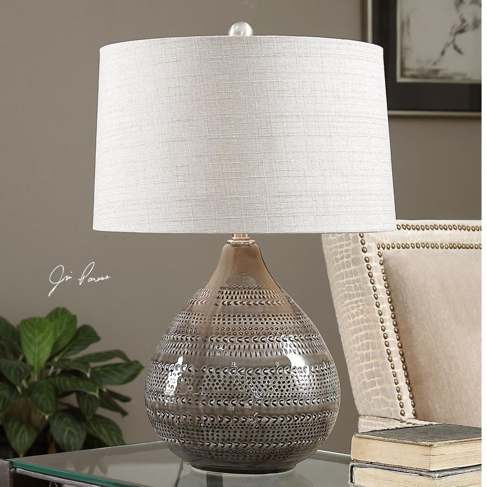 Product photograph of Mindy Brownes Batova White And Silver Ceramic Table Lamp from Choice Furniture Superstore.