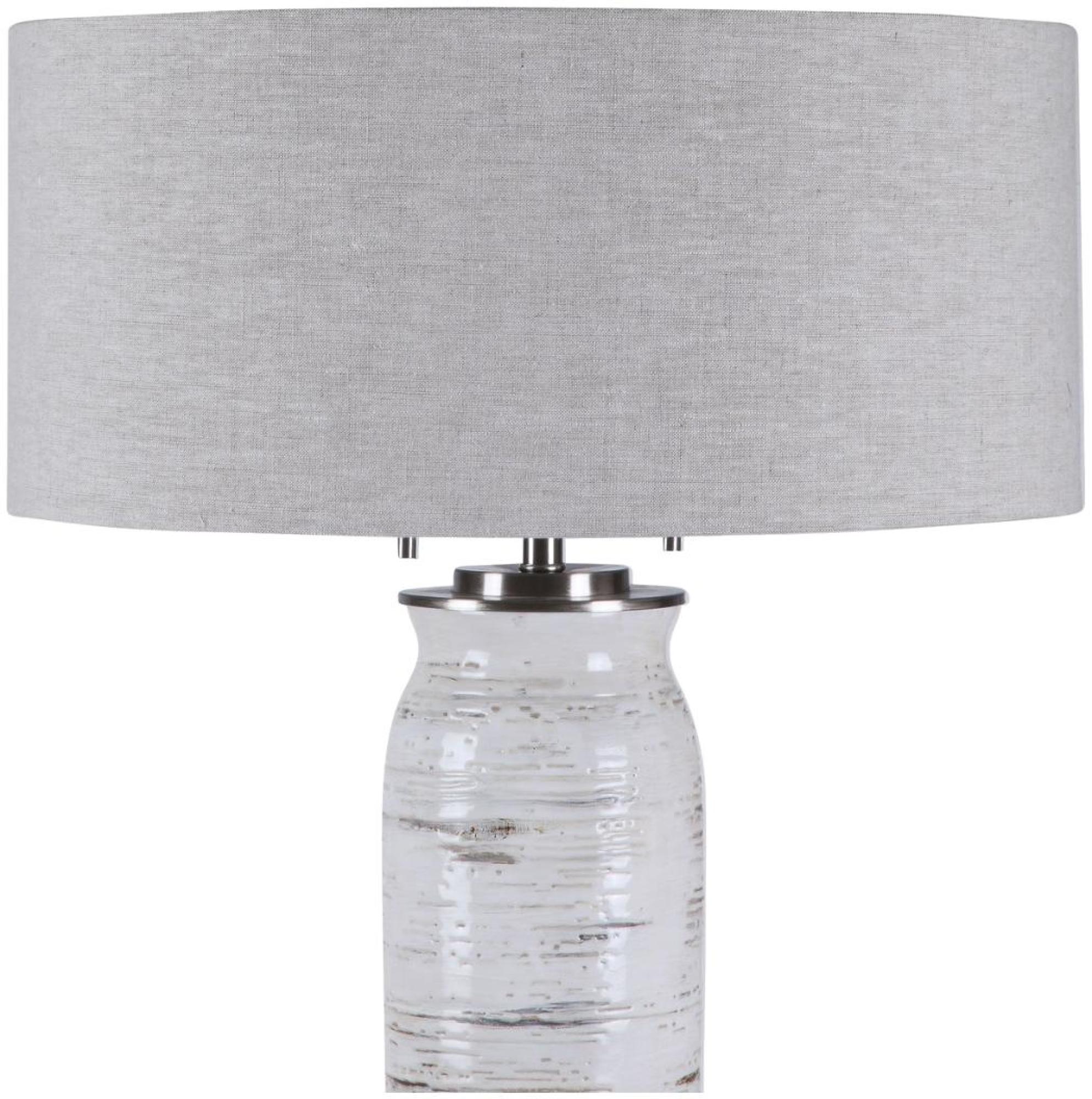 Product photograph of Mindy Brownes Lenta White And Grey Metal Table Lamp from Choice Furniture Superstore.