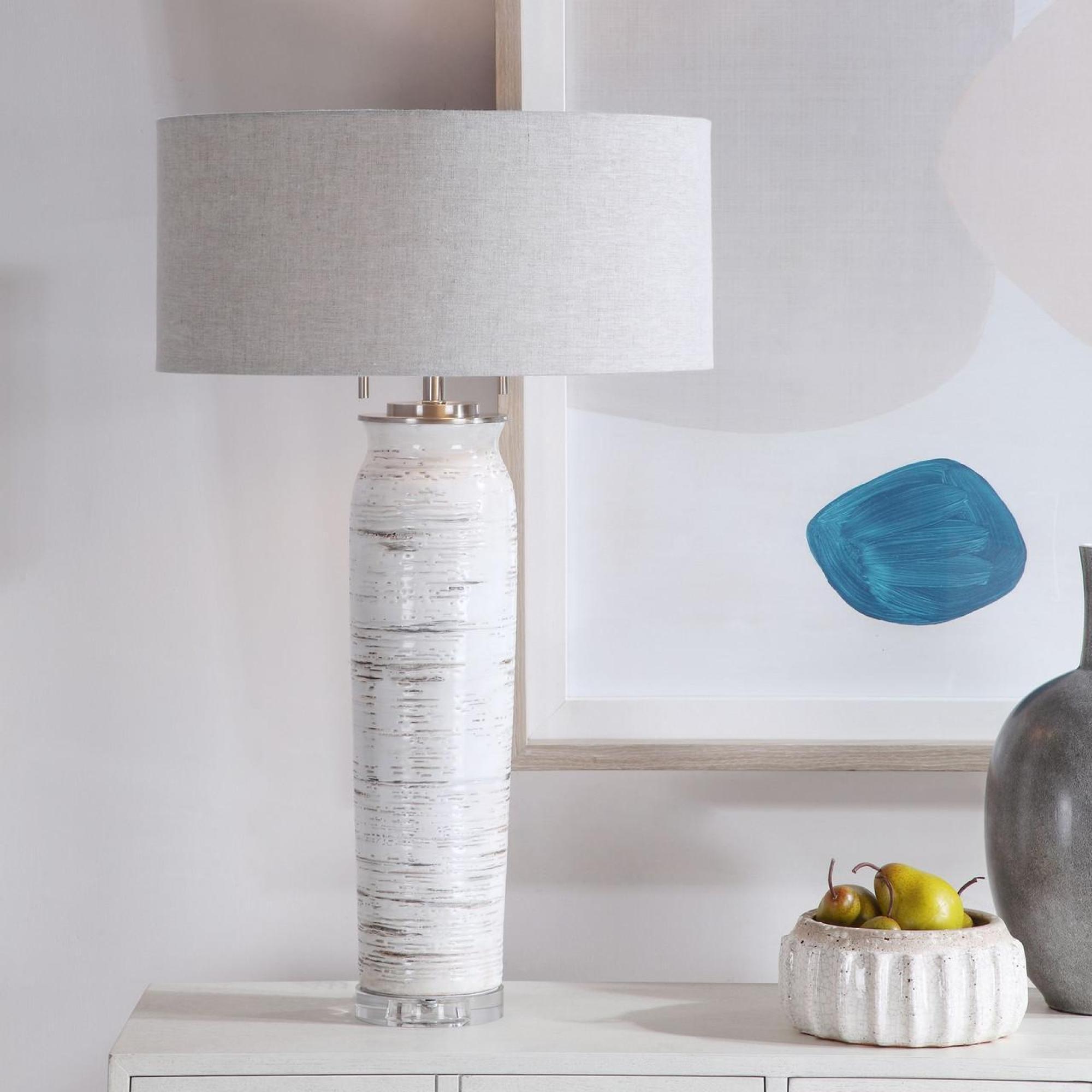 Product photograph of Mindy Brownes Lenta White And Grey Metal Table Lamp from Choice Furniture Superstore.