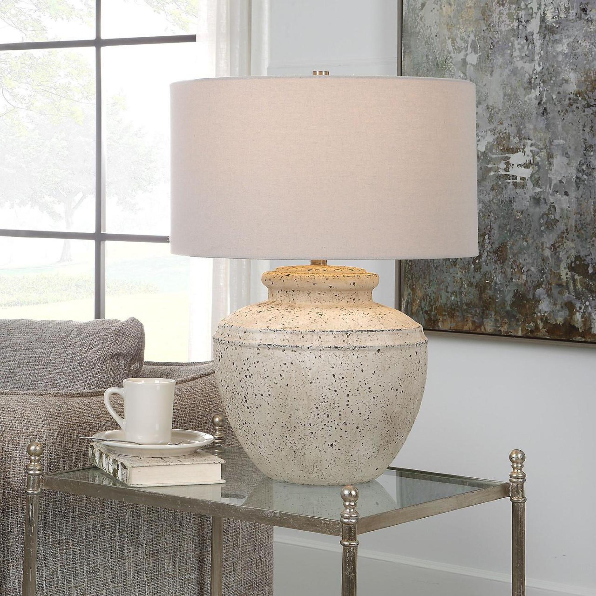 Mindy Brownes Artifact Off White Steel, Ceramic and Fabric Table Lamp ...