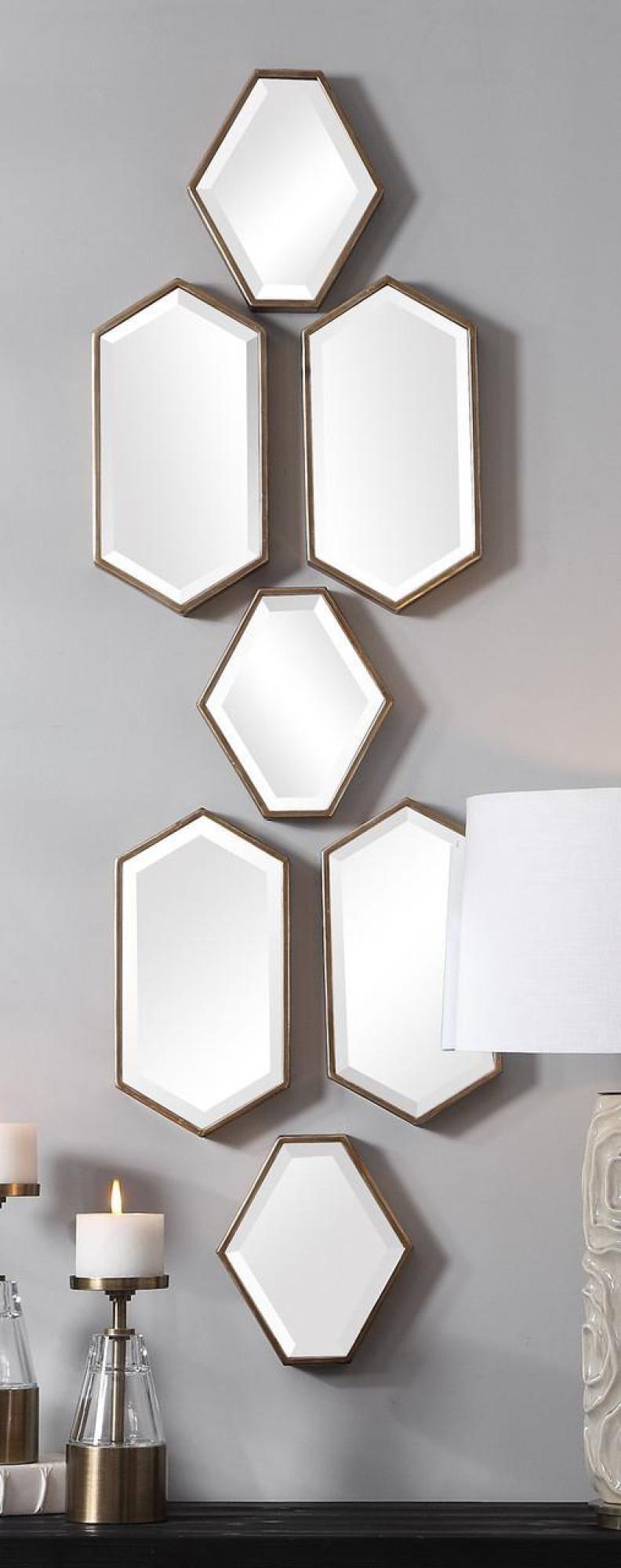 Product photograph of Mindy Brownes Sarita Gold Mdf Wood Mirror Set Of 7 from Choice Furniture Superstore.