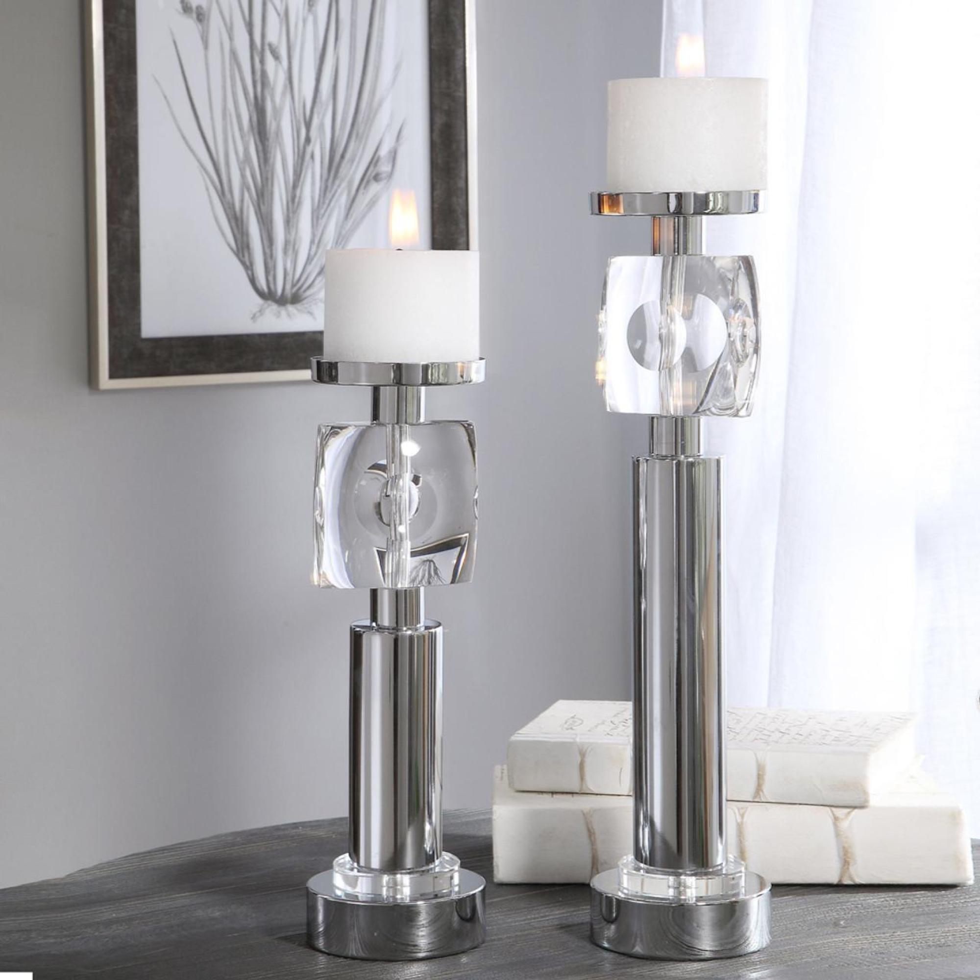 Product photograph of Mindy Brownes Kyrie Silver And Grey Metal Candle Holder Set Of 2 from Choice Furniture Superstore.