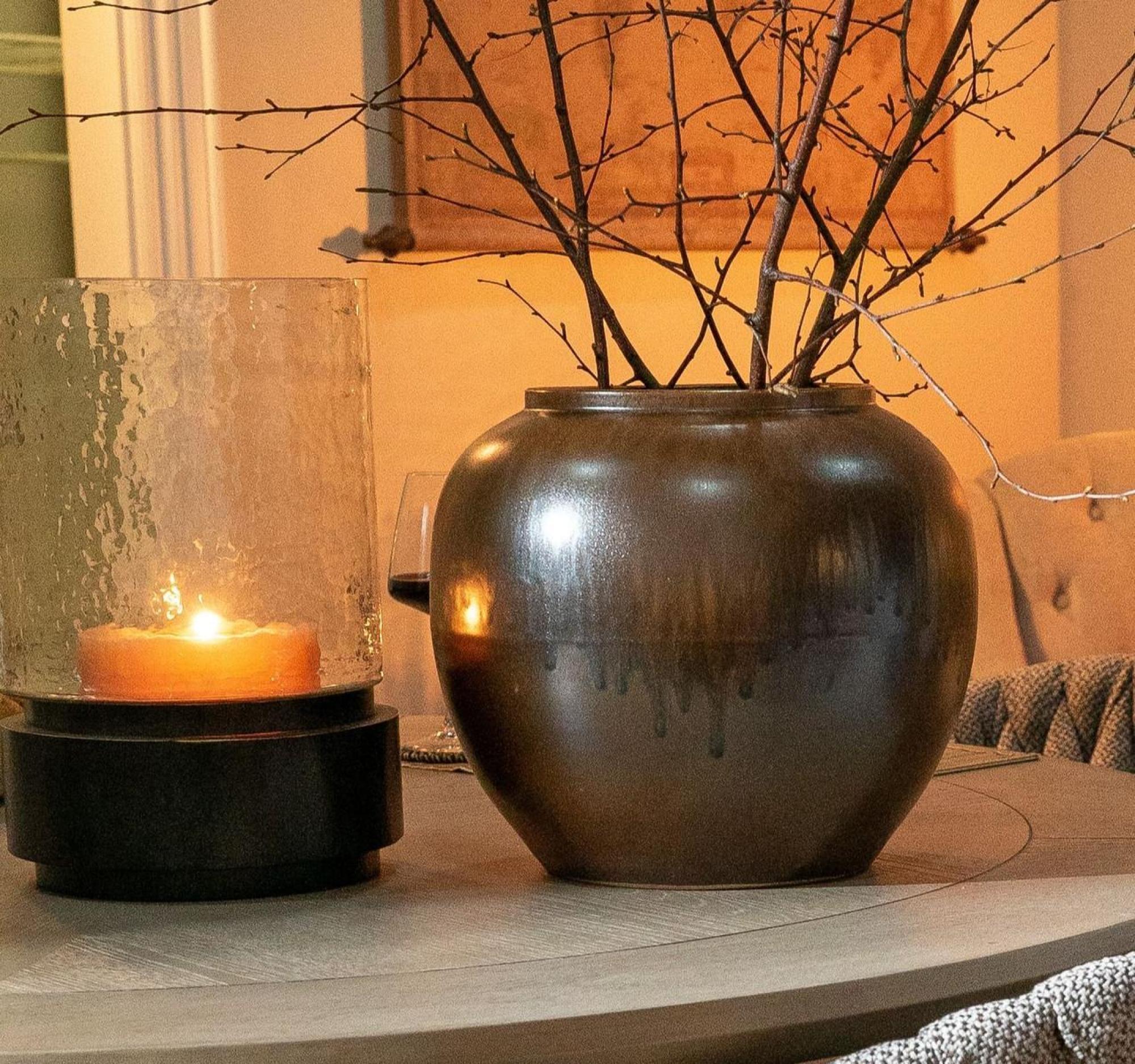 Product photograph of Mindy Brownes Janet Black Glass Hurricane from Choice Furniture Superstore.