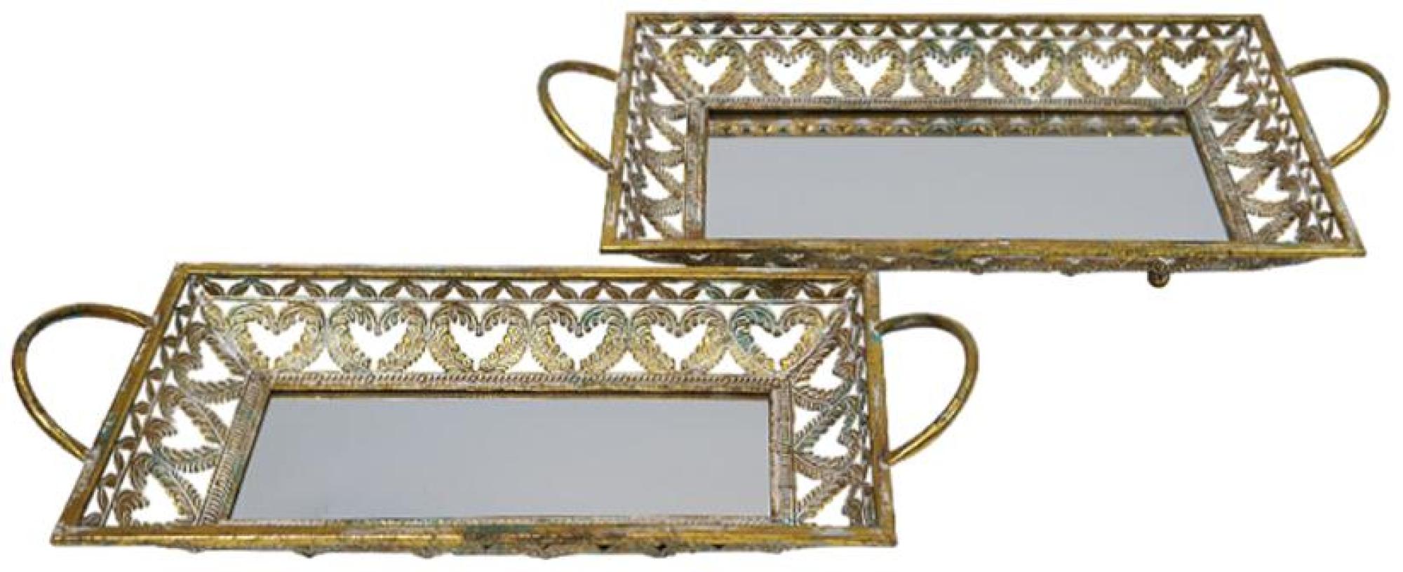 Product photograph of Mindy Brownes Claro Gold Pewter 2 Metal Trays Set Of 4 from Choice Furniture Superstore.