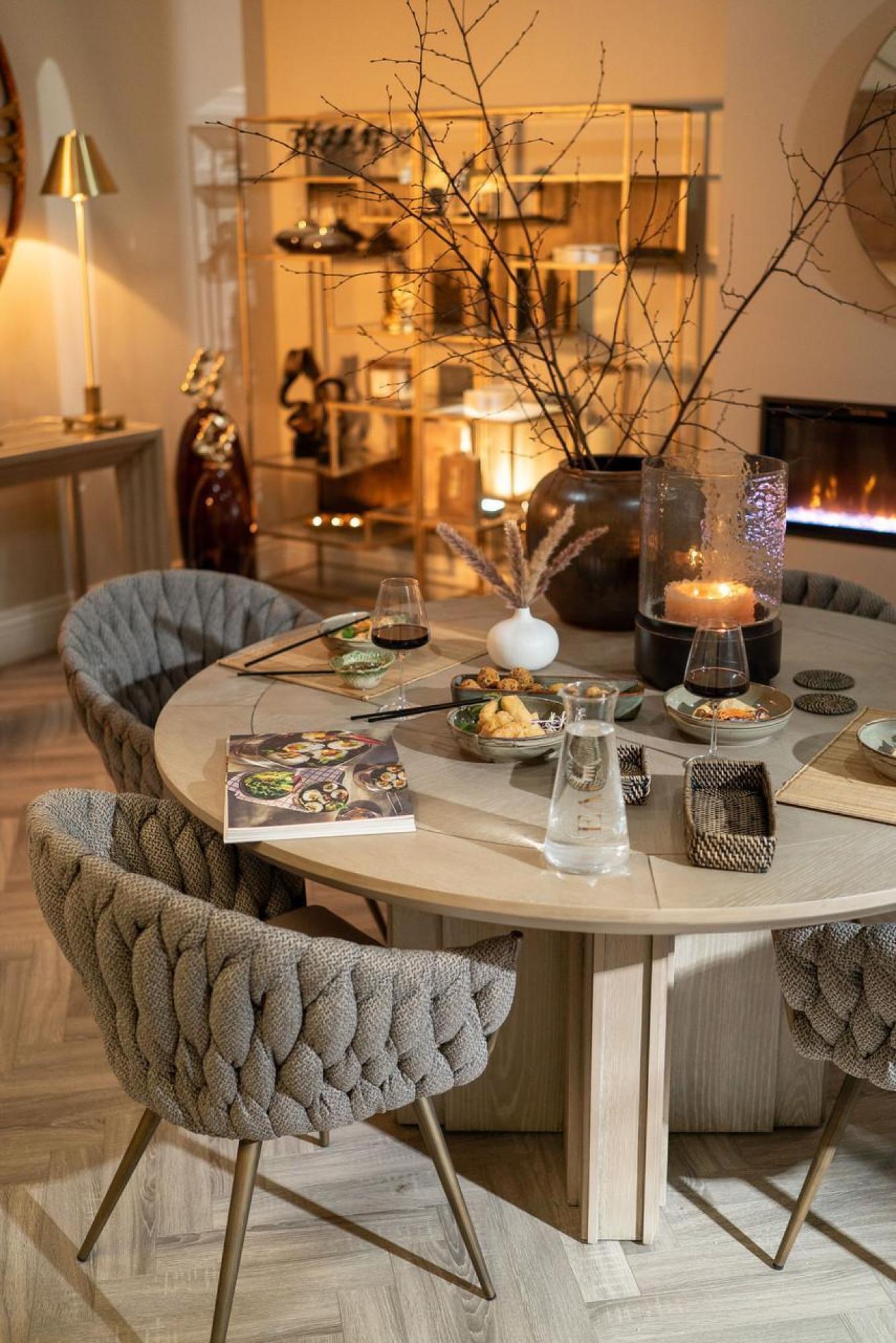 Product photograph of Mindy Brownes Tambour Beige Round Table from Choice Furniture Superstore.