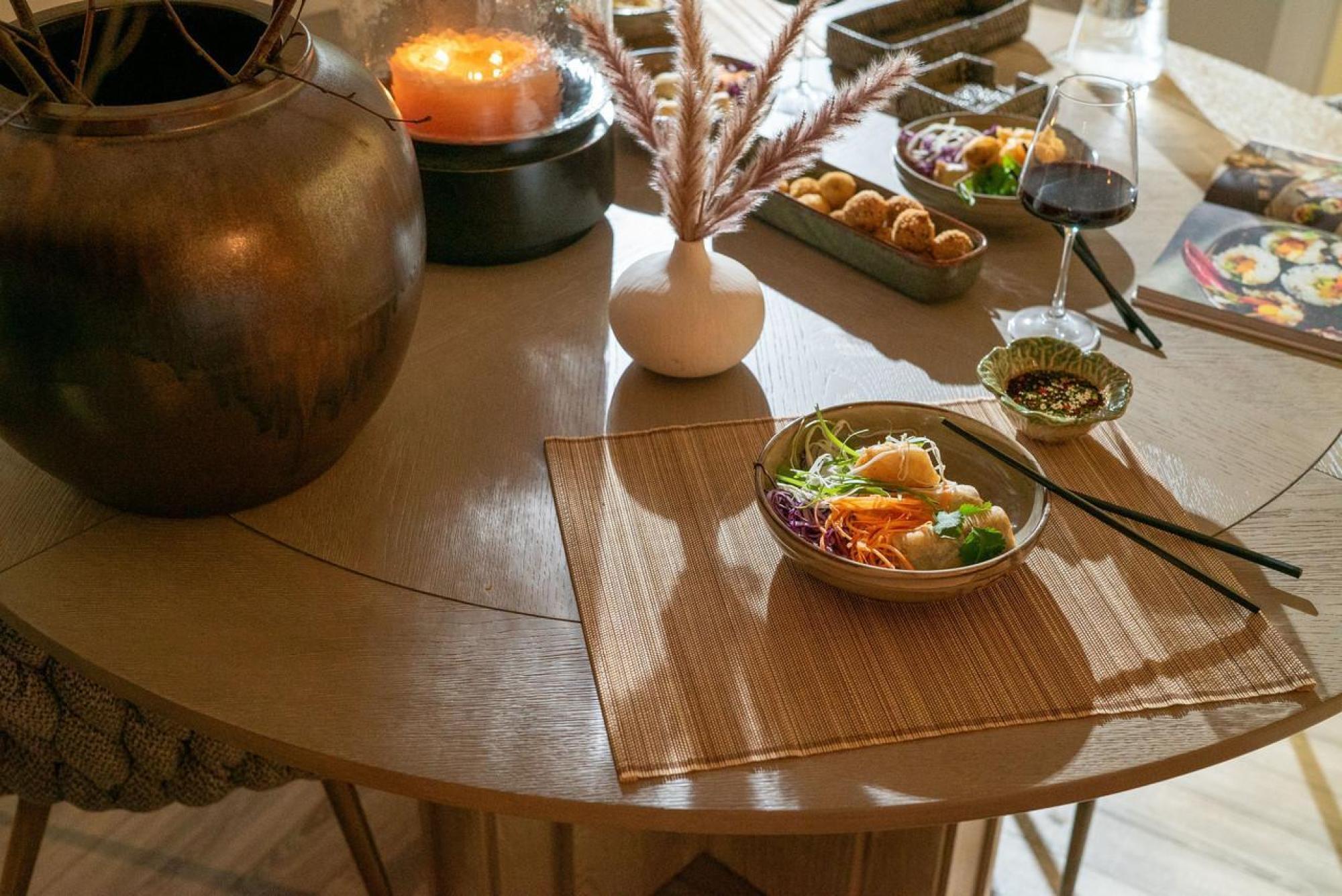 Product photograph of Mindy Brownes Tambour Beige Round Table from Choice Furniture Superstore.