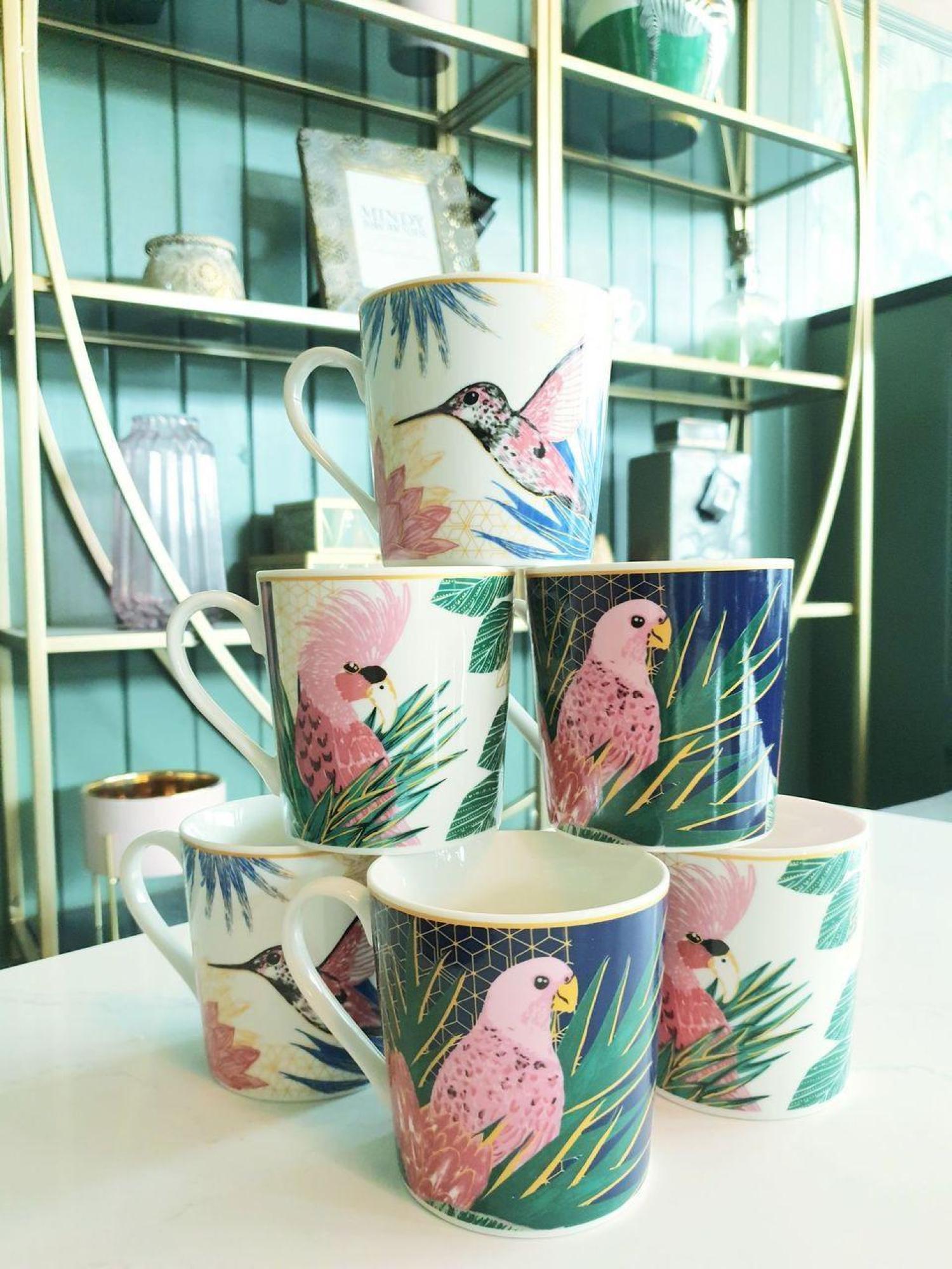 Product photograph of Mindy Brownes Multi Colured Ceramic 6 Tropical Cups Set Of 4 from Choice Furniture Superstore.