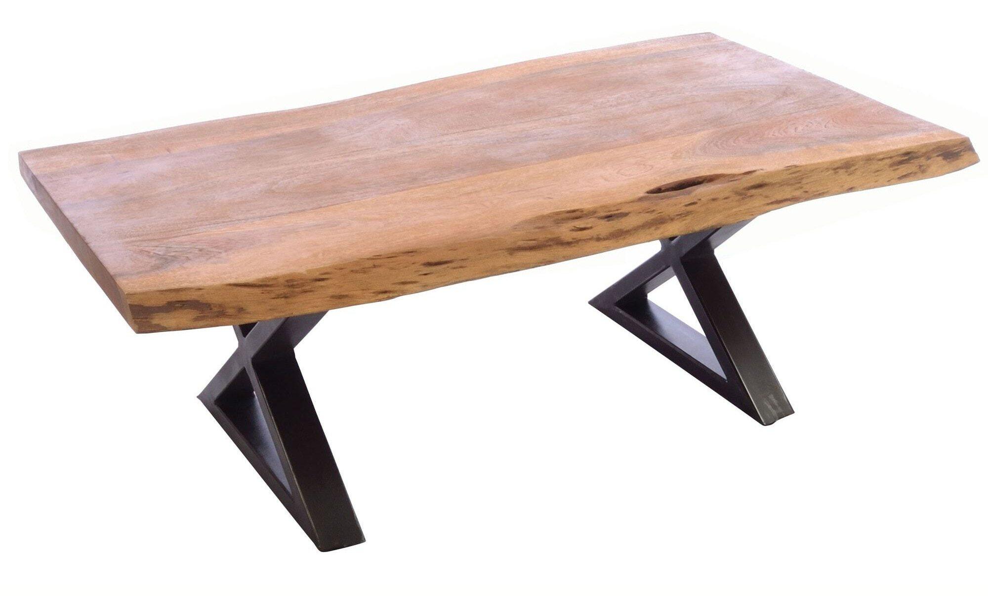 Product photograph of Old Empire Mango Wood Cross Legged 160cm Live Edge Dining Table - 6 Seater from Choice Furniture Superstore.