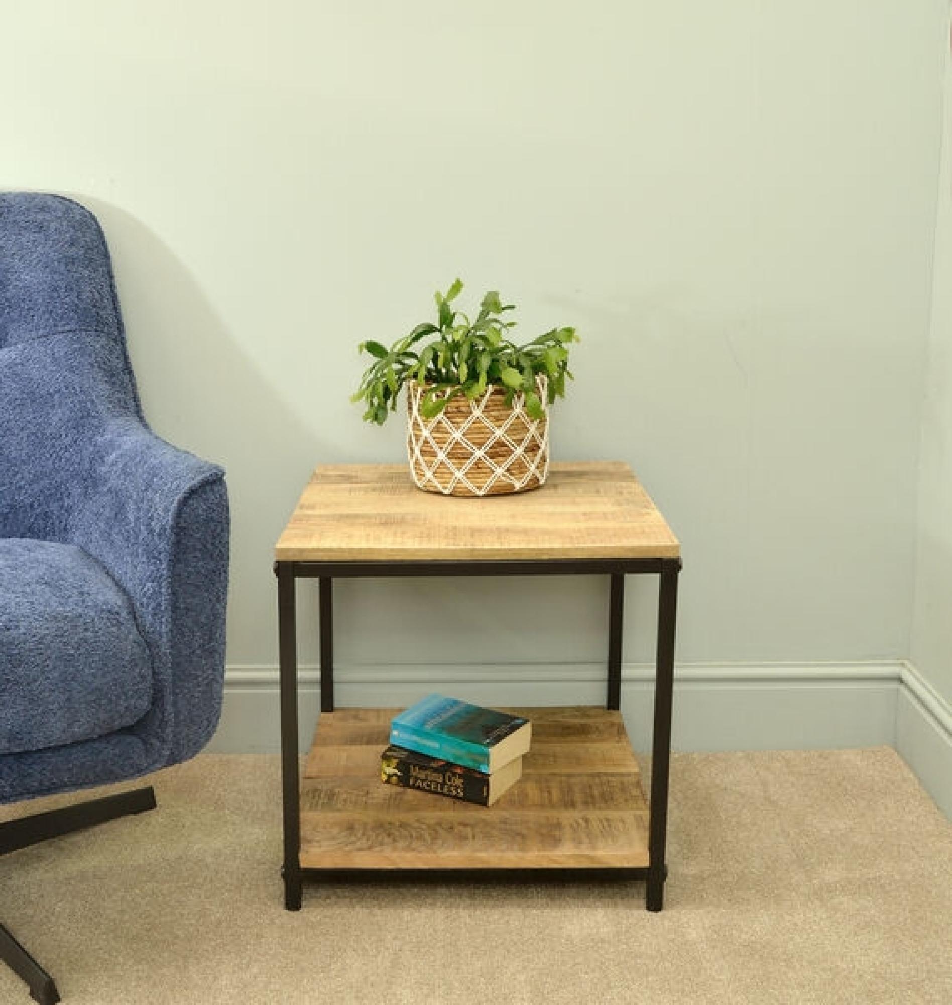 Product photograph of Old Empire Mango Wood Square Mango Lamp Table from Choice Furniture Superstore.