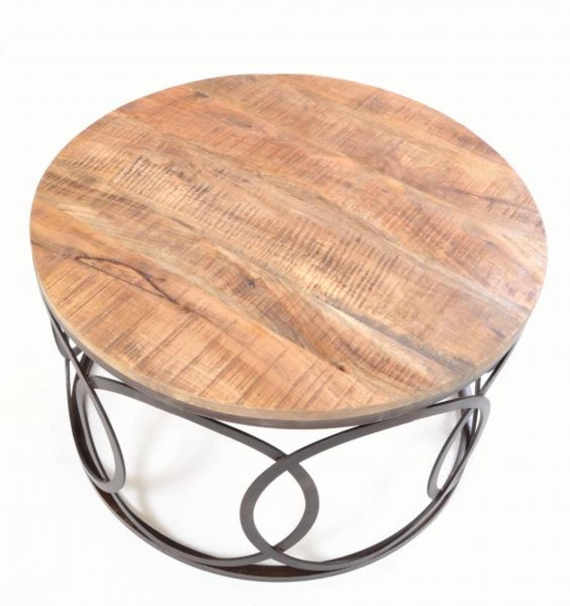 Product photograph of Old Empire Mango Wood Round Lattice Frame Coffee Table from Choice Furniture Superstore.