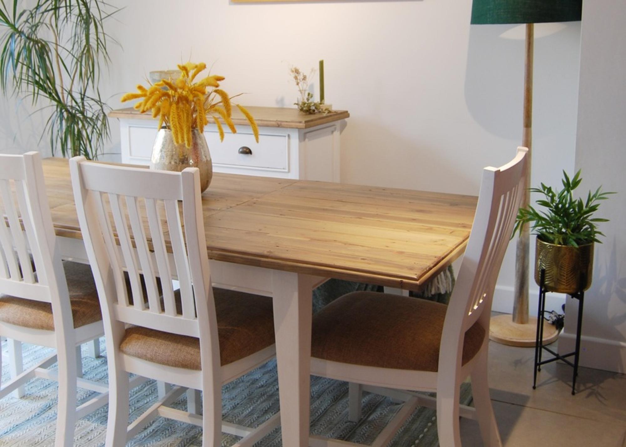 Product photograph of Lulworth White Reclaimed Pine 150cm-200cm Extending Dining Table from Choice Furniture Superstore.