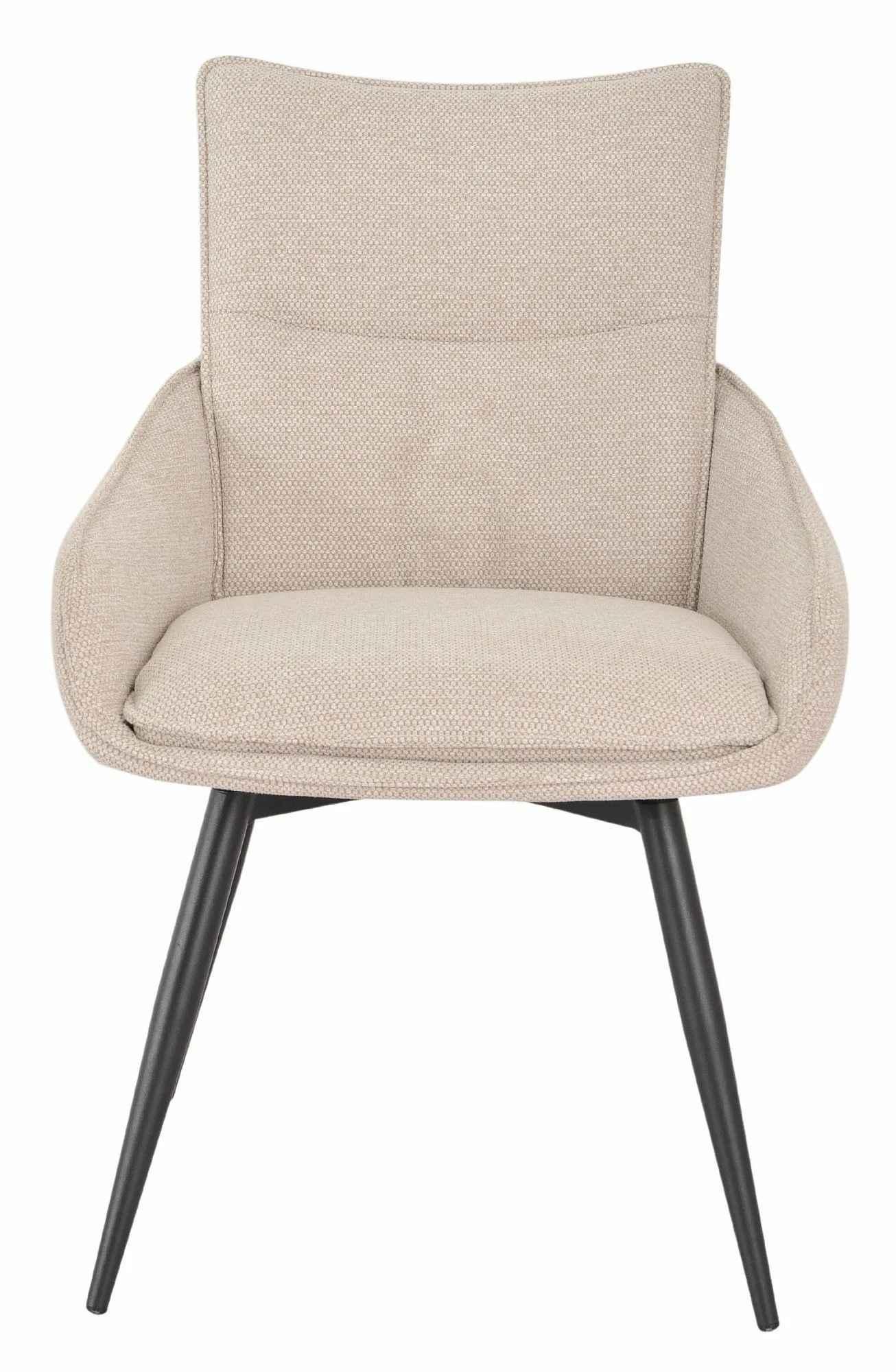 Product photograph of Ace Beige Fabric Swivel Dining Chair With Black Legs from Choice Furniture Superstore.