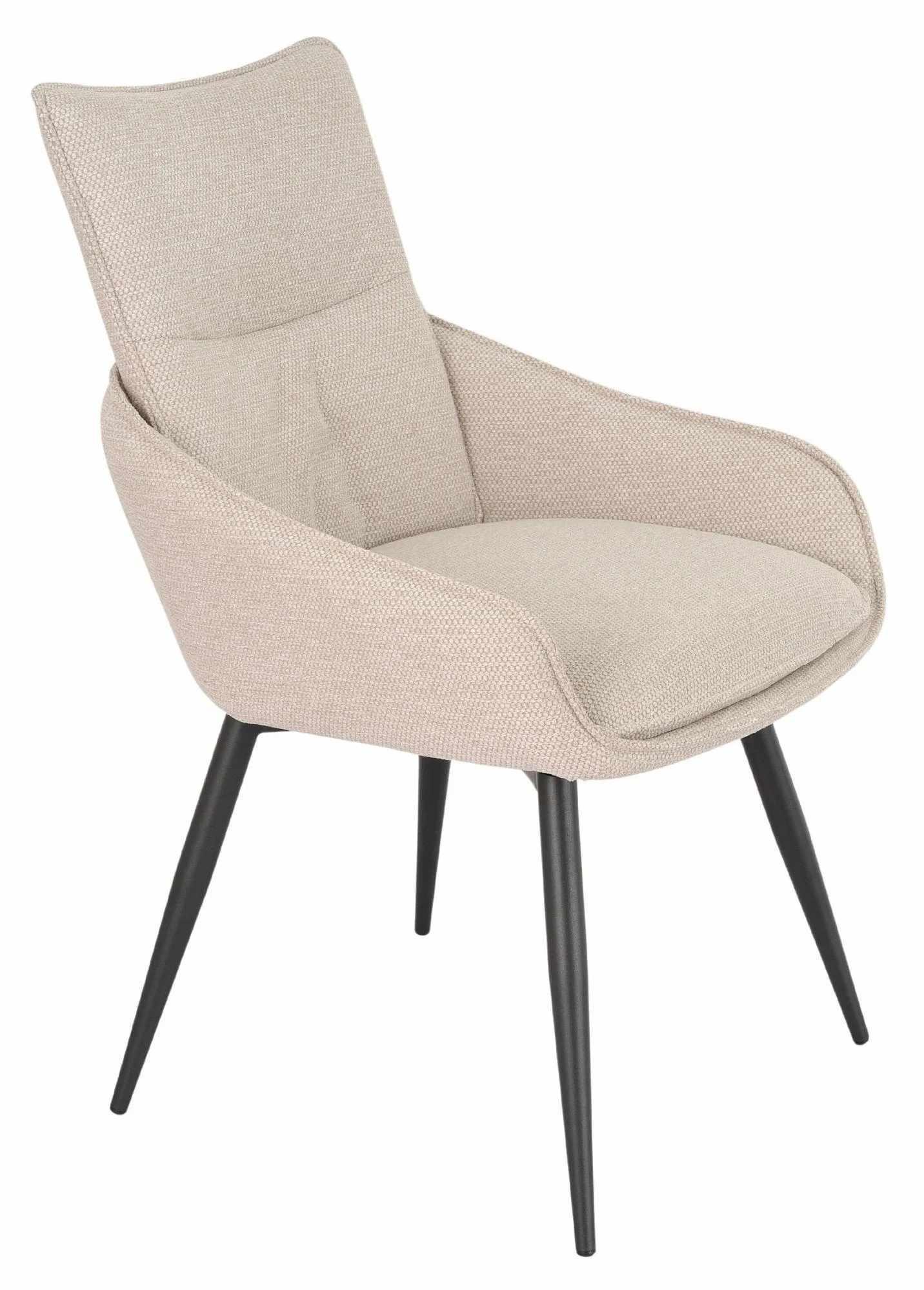 Product photograph of Ace Beige Fabric Swivel Dining Chair With Black Legs from Choice Furniture Superstore.