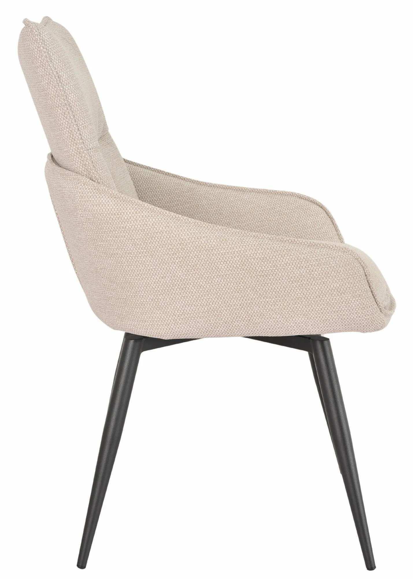 Product photograph of Ace Beige Fabric Swivel Dining Chair With Black Legs from Choice Furniture Superstore.