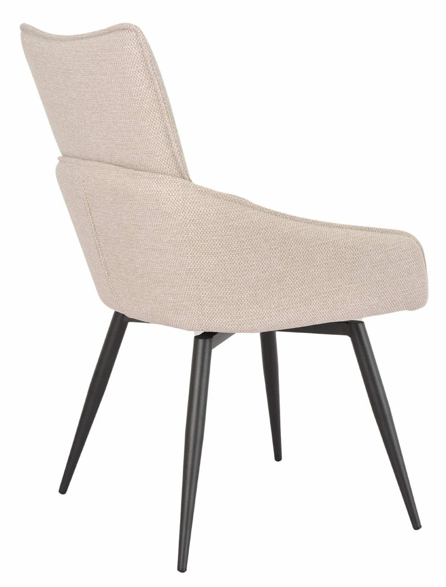 Product photograph of Ace Beige Fabric Swivel Dining Chair With Black Legs from Choice Furniture Superstore.