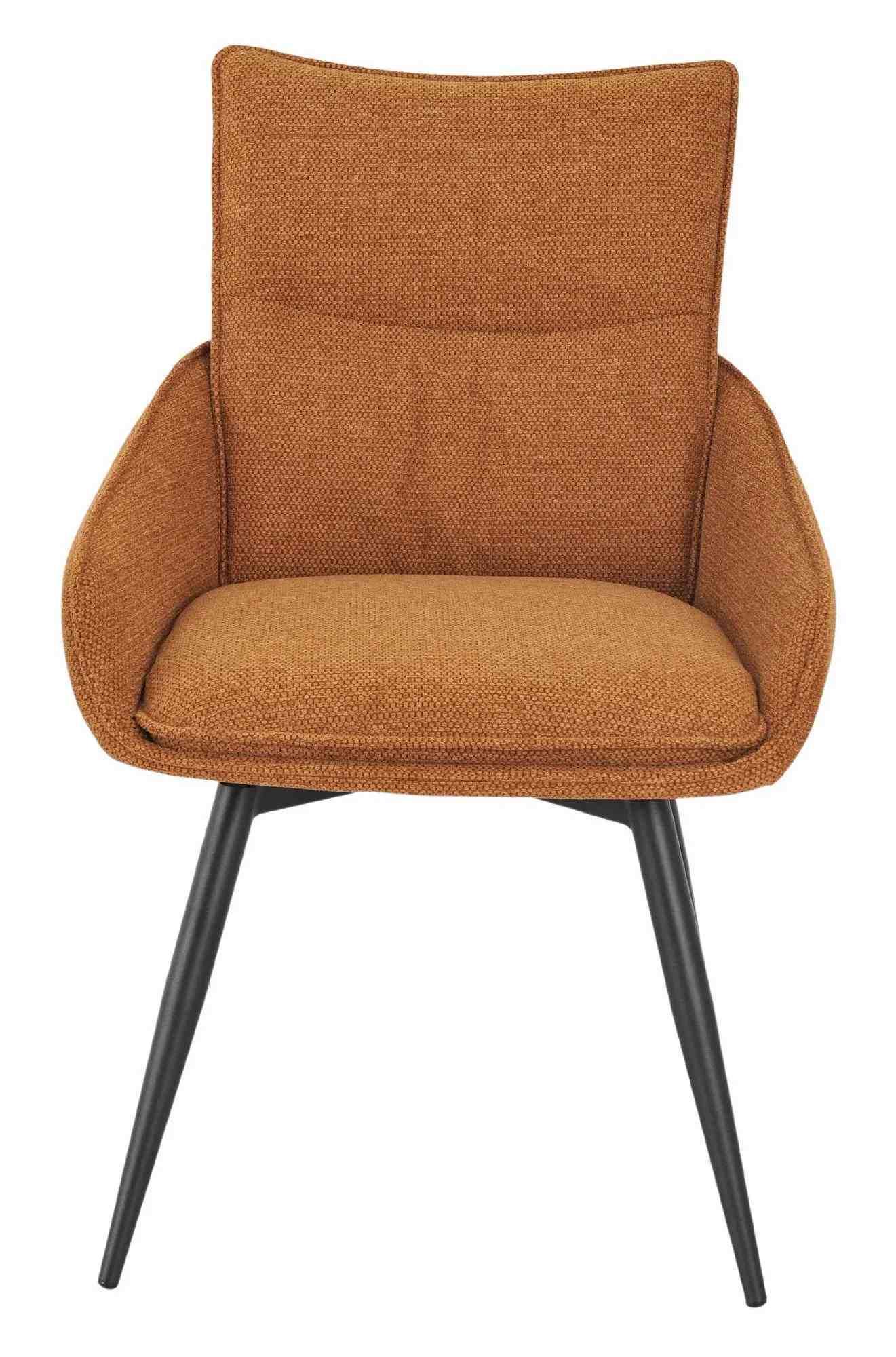 Product photograph of Ace Orange Fabric Swivel Dining Chair With Black Legs from Choice Furniture Superstore.