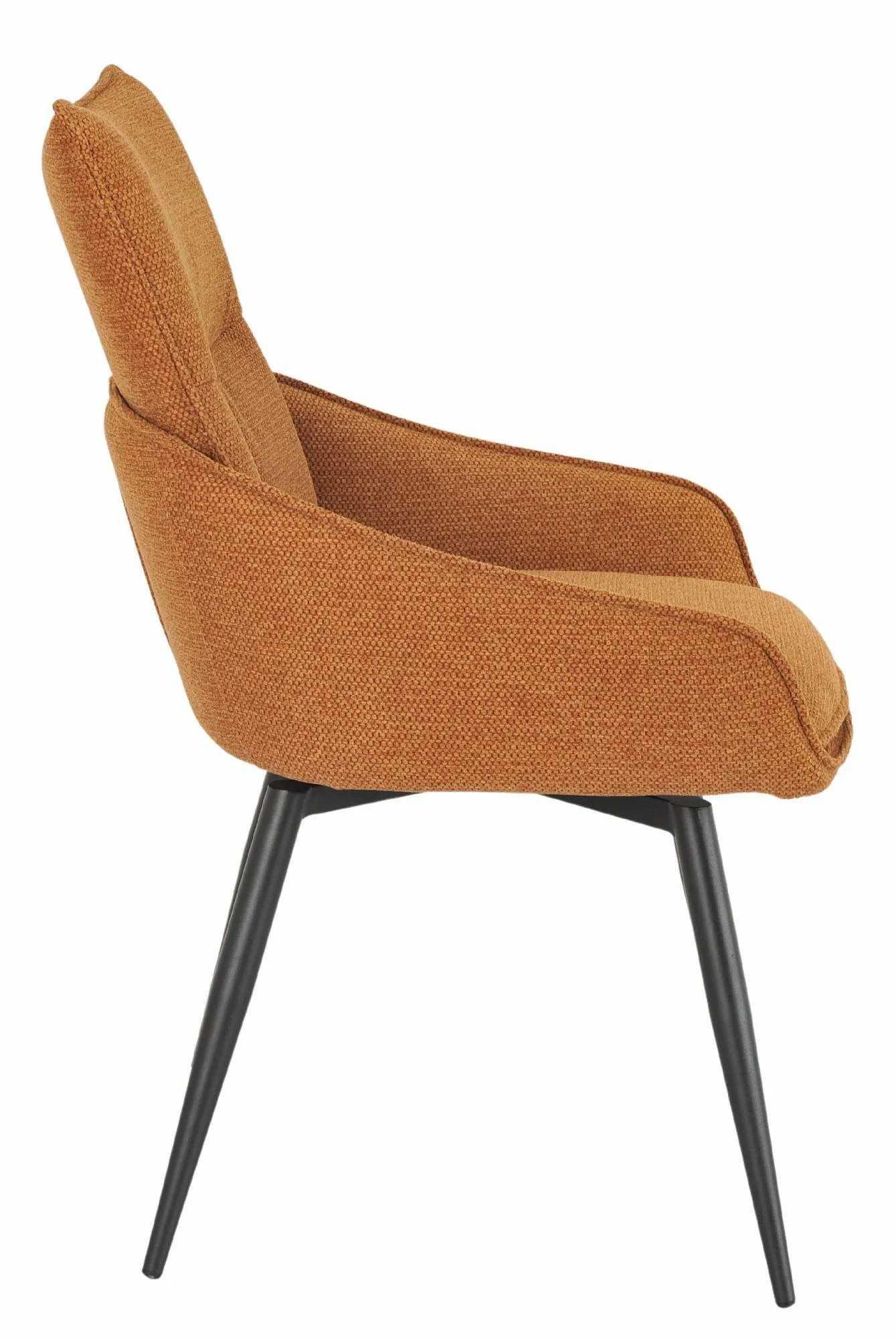 Product photograph of Ace Orange Fabric Swivel Dining Chair With Black Legs from Choice Furniture Superstore.