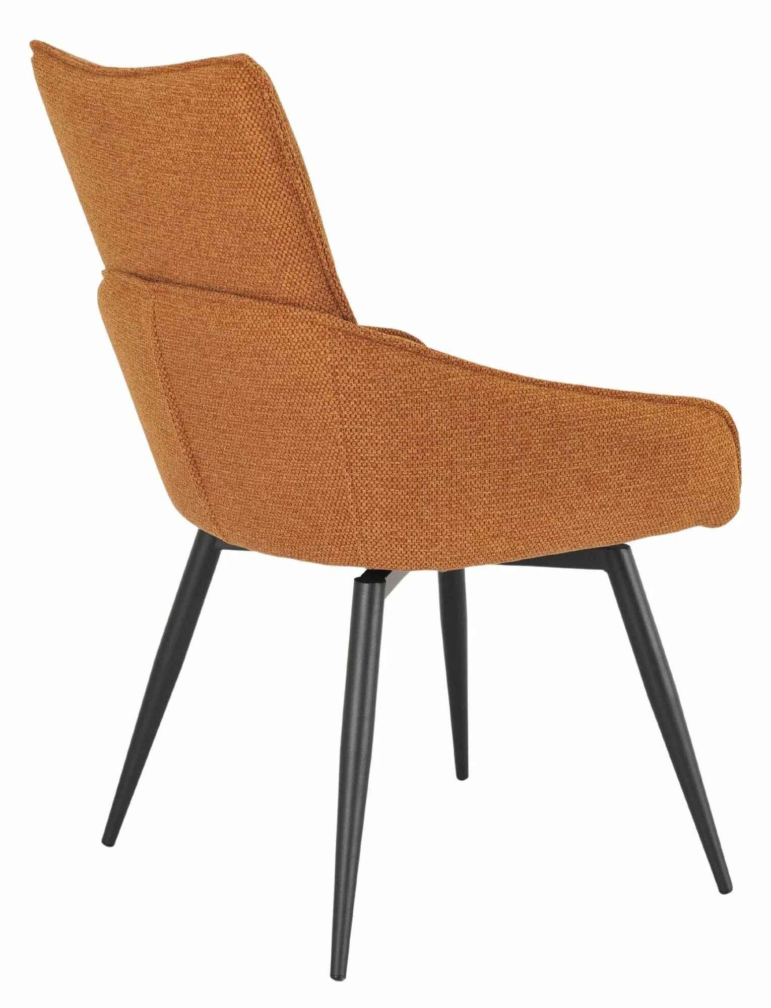 Product photograph of Ace Orange Fabric Swivel Dining Chair With Black Legs from Choice Furniture Superstore.