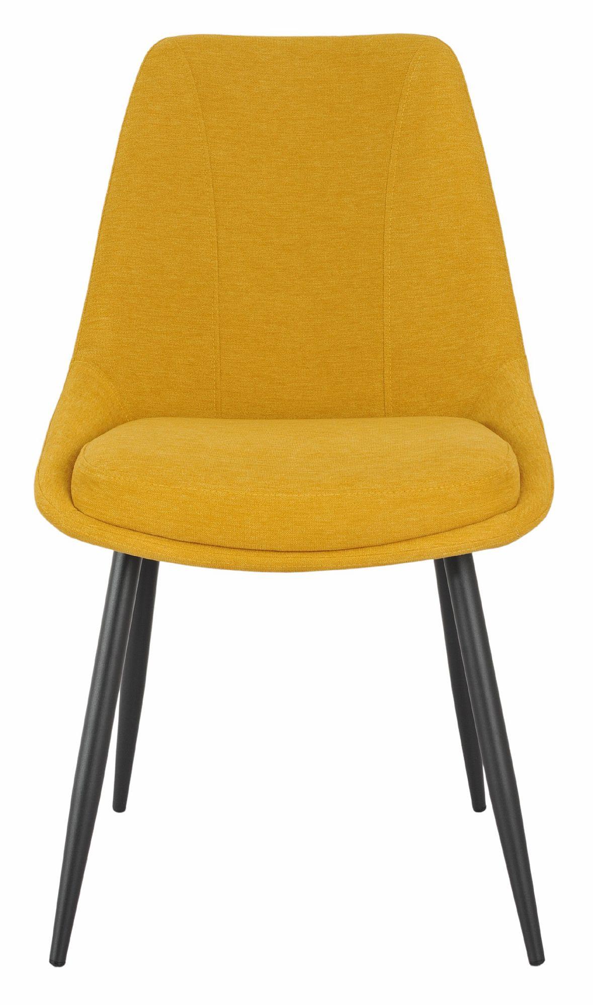 Product photograph of Darwin Yellow Fabric Dining Chair With Black Legs from Choice Furniture Superstore.