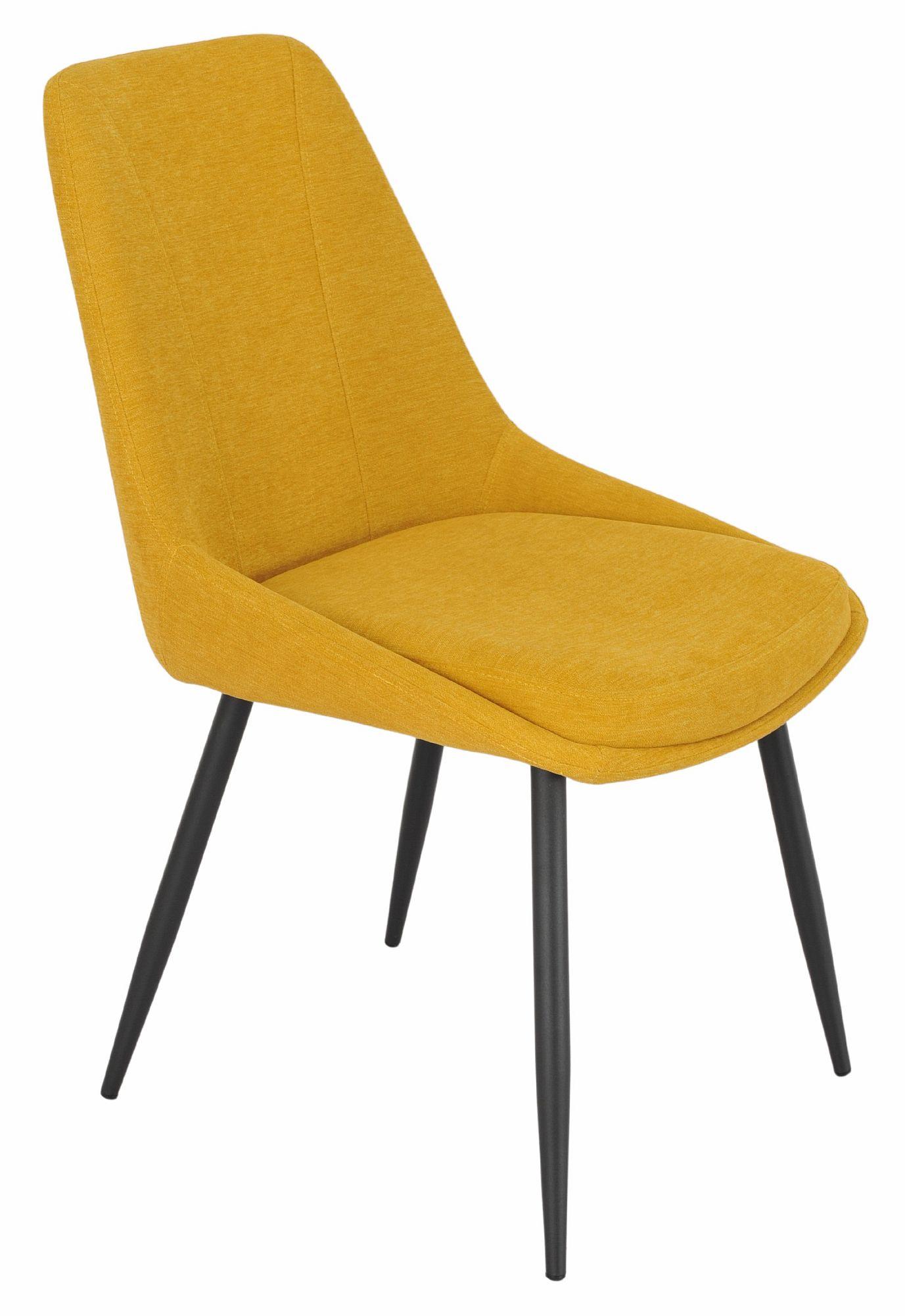 Product photograph of Darwin Yellow Fabric Dining Chair With Black Legs from Choice Furniture Superstore.