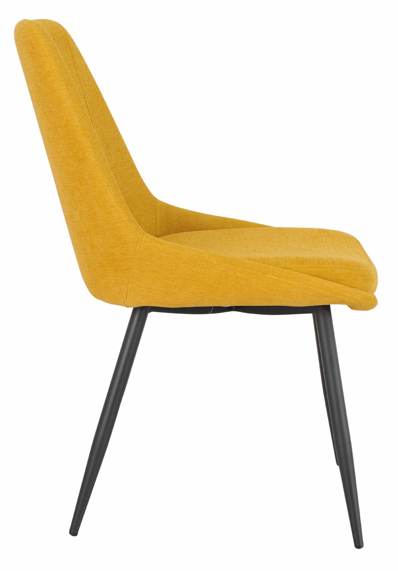 Product photograph of Darwin Yellow Fabric Dining Chair With Black Legs from Choice Furniture Superstore.