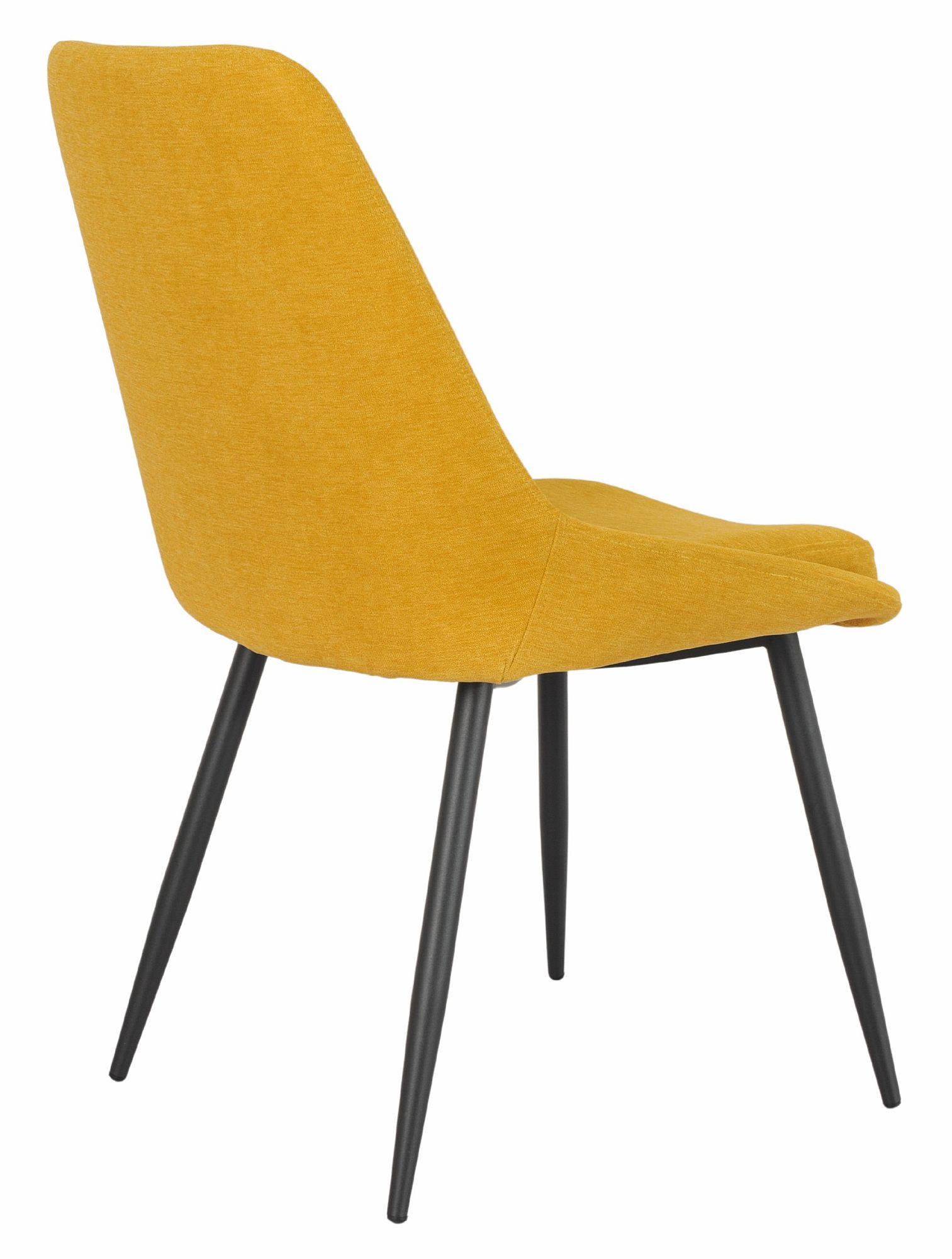 Product photograph of Darwin Yellow Fabric Dining Chair With Black Legs from Choice Furniture Superstore.