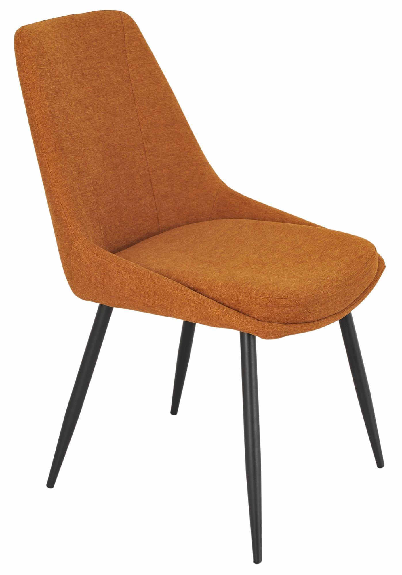 Product photograph of Darwin Orange Fabric Dining Chair With Black Legs from Choice Furniture Superstore.