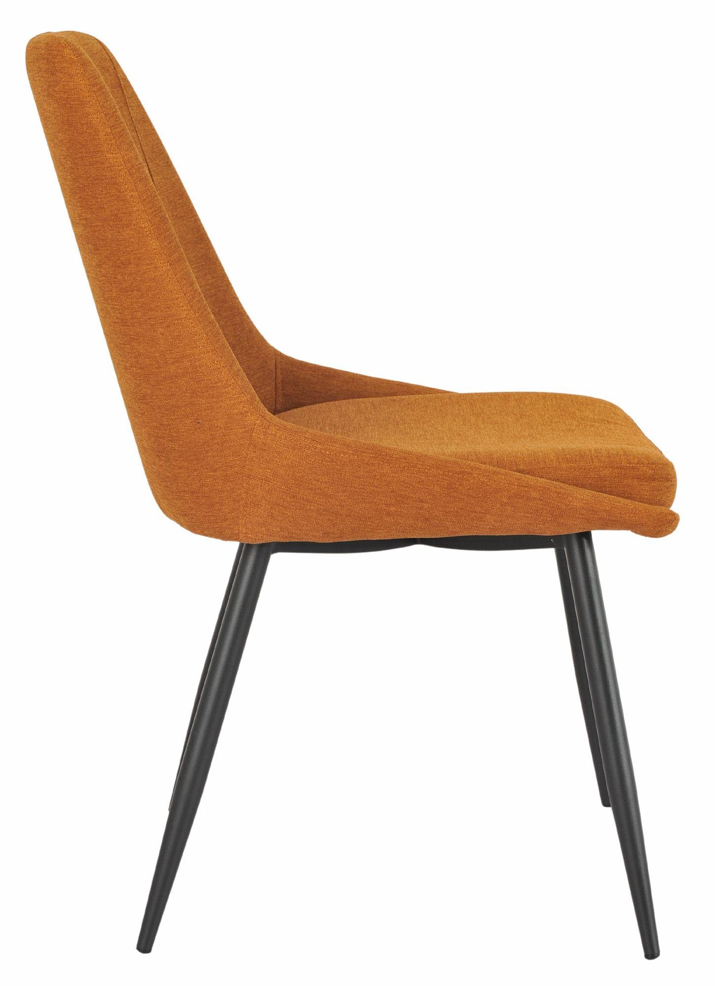 Product photograph of Darwin Orange Fabric Dining Chair With Black Legs from Choice Furniture Superstore.