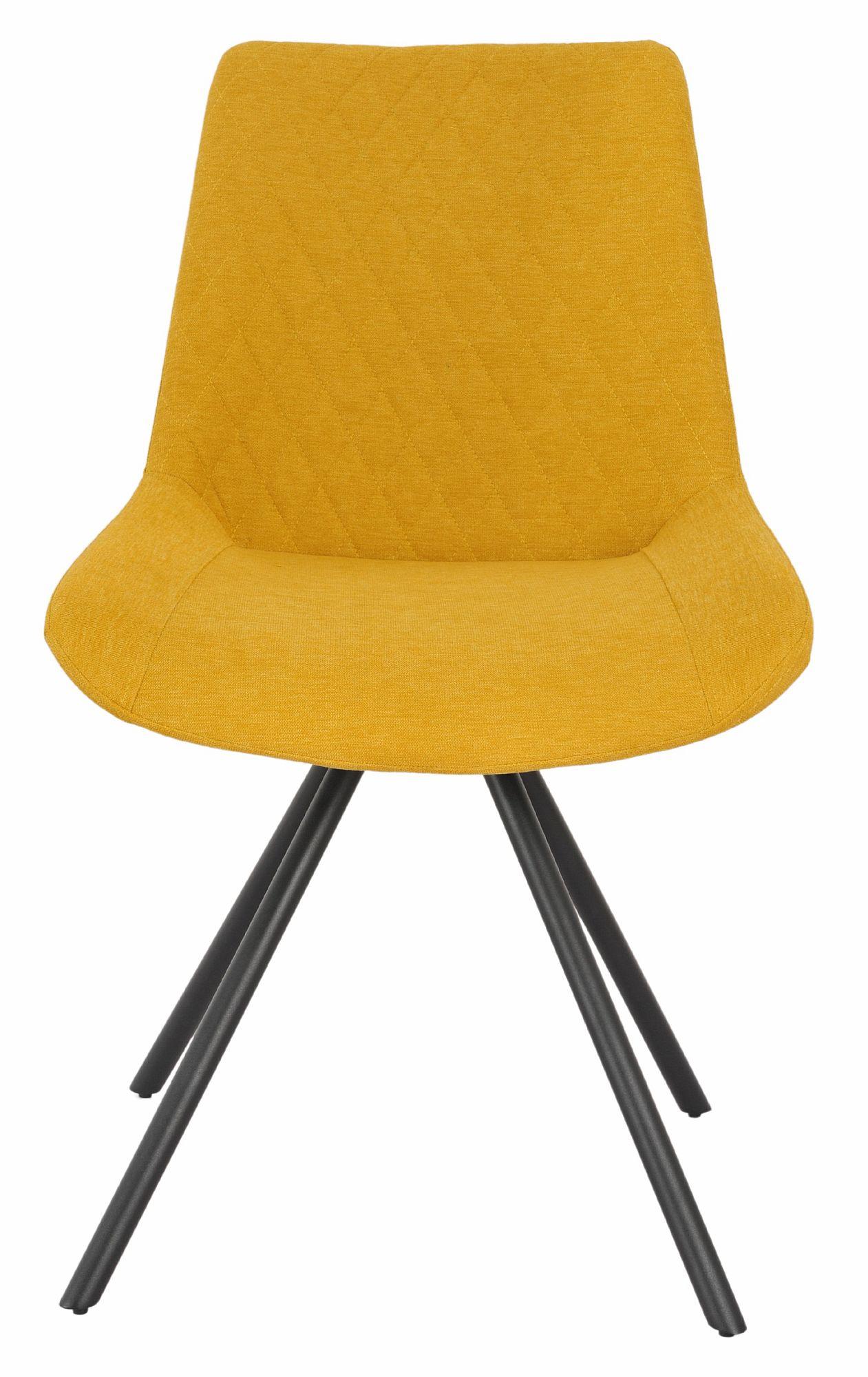 Product photograph of 2 X Boden Yellow Fabric Swivel Dining Chair With Black Legs from Choice Furniture Superstore.