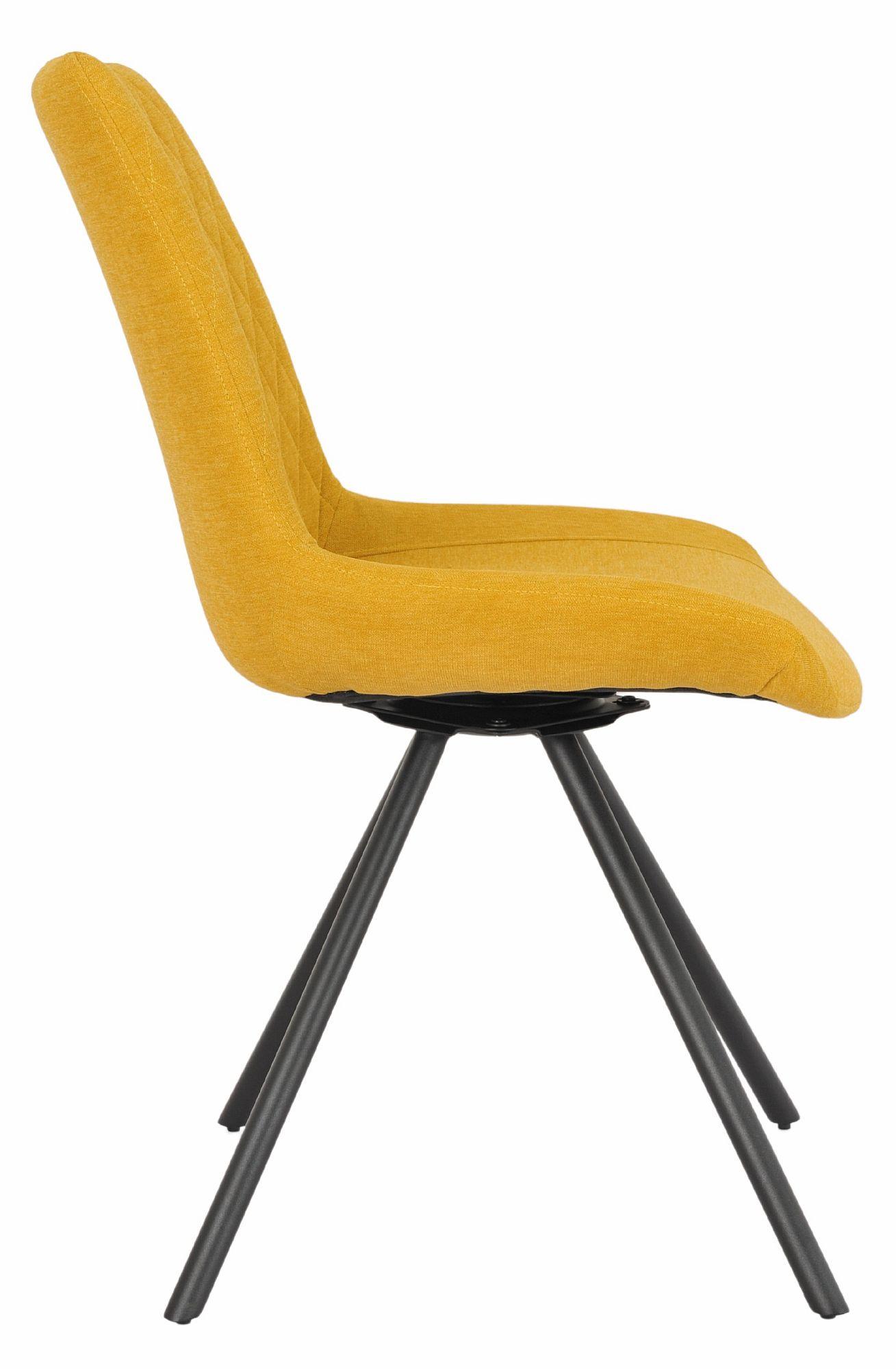 Product photograph of 2 X Boden Yellow Fabric Swivel Dining Chair With Black Legs from Choice Furniture Superstore.