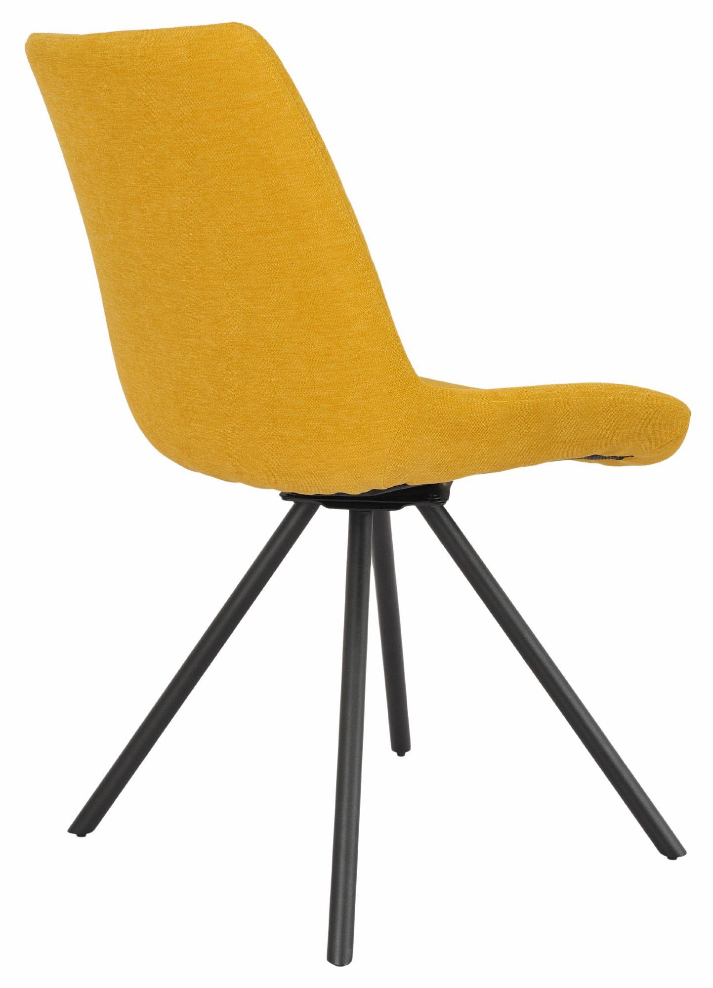 Product photograph of 2 X Boden Yellow Fabric Swivel Dining Chair With Black Legs from Choice Furniture Superstore.