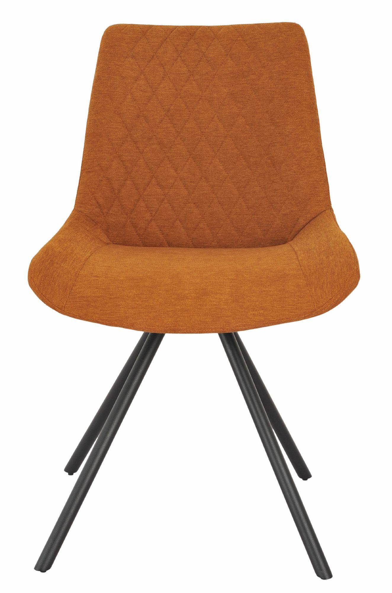 Product photograph of 2 X Boden Orange Fabric Swivel Dining Chair With Black Legs from Choice Furniture Superstore.