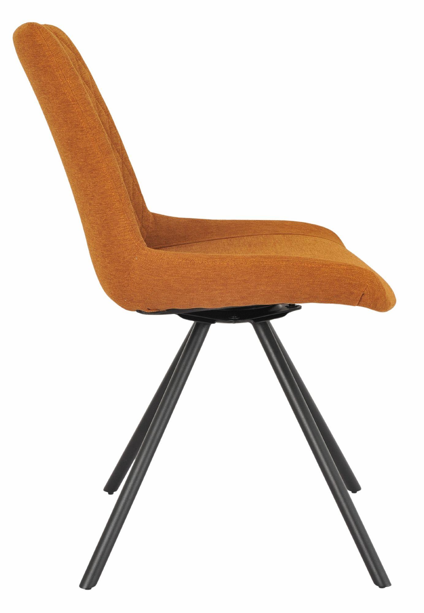 Product photograph of 2 X Boden Orange Fabric Swivel Dining Chair With Black Legs from Choice Furniture Superstore.