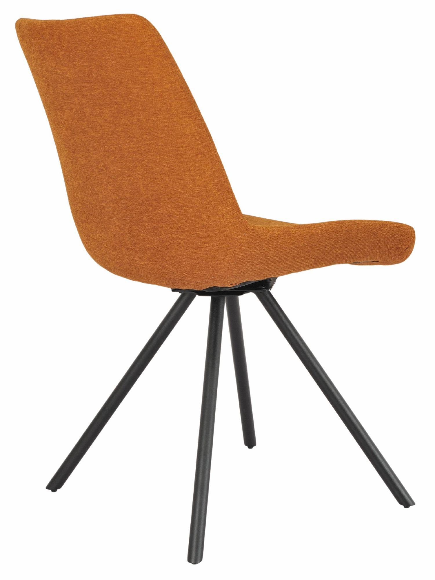 Product photograph of 2 X Boden Orange Fabric Swivel Dining Chair With Black Legs from Choice Furniture Superstore.
