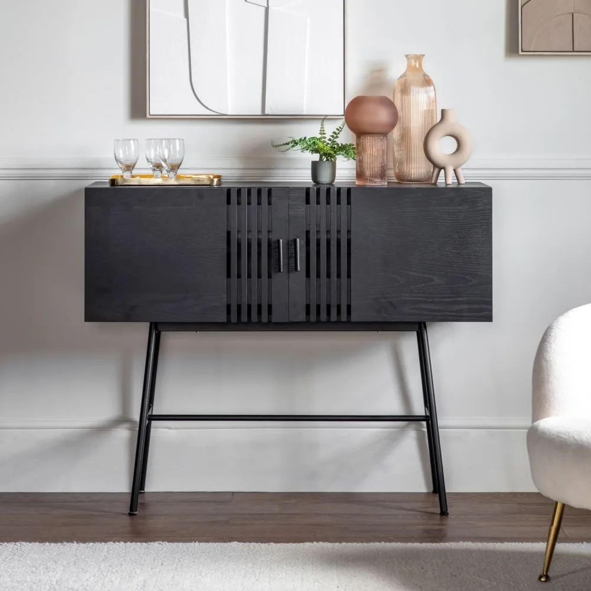 Product photograph of Clearance - Holsen Black Oak 2 Door Medium Sideboard - Fss14382 from Choice Furniture Superstore.