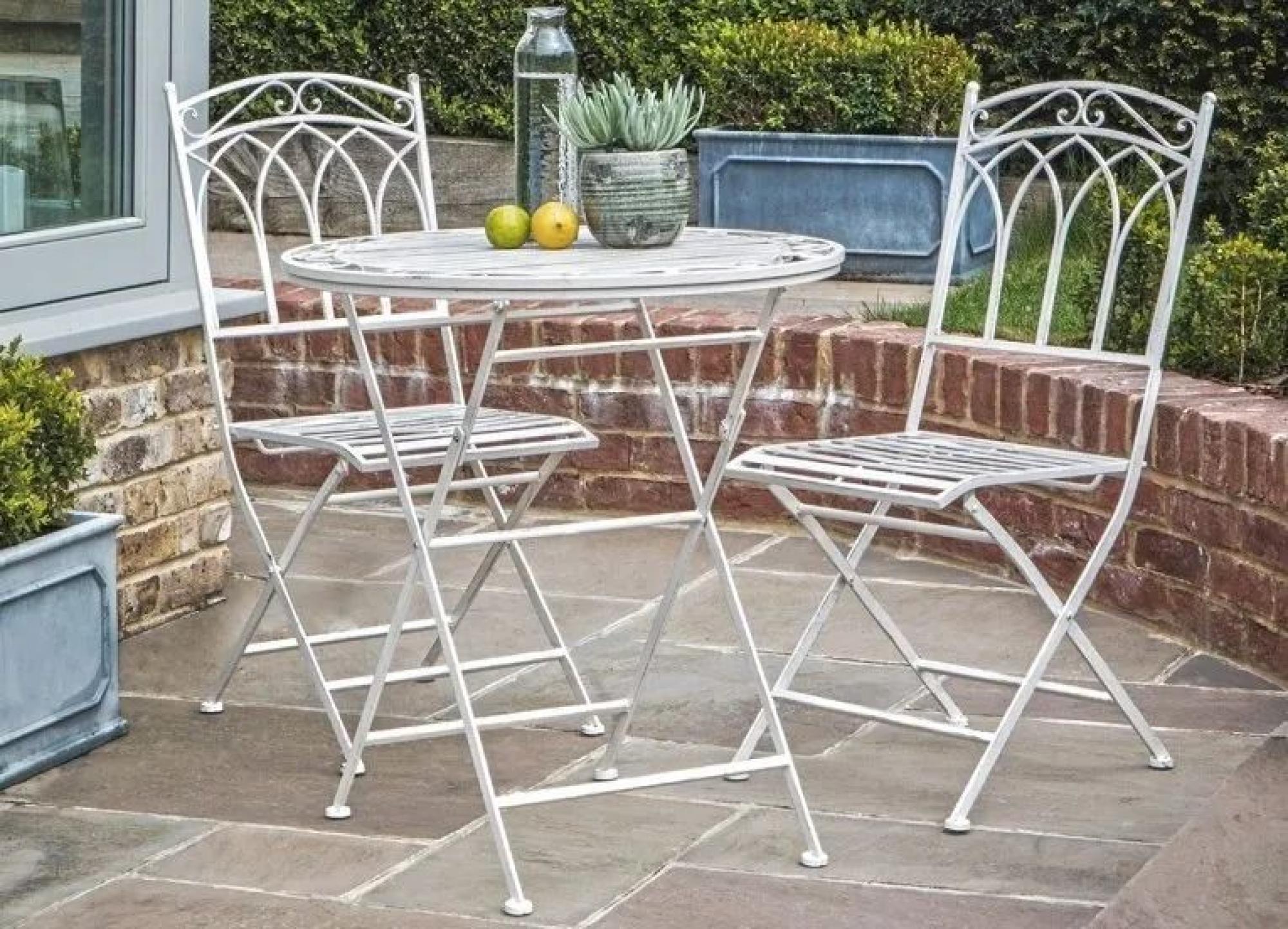 Product photograph of Clearance - Burano White Painted Metal Outdoor Garden Bistro Set - Fss15526 from Choice Furniture Superstore.