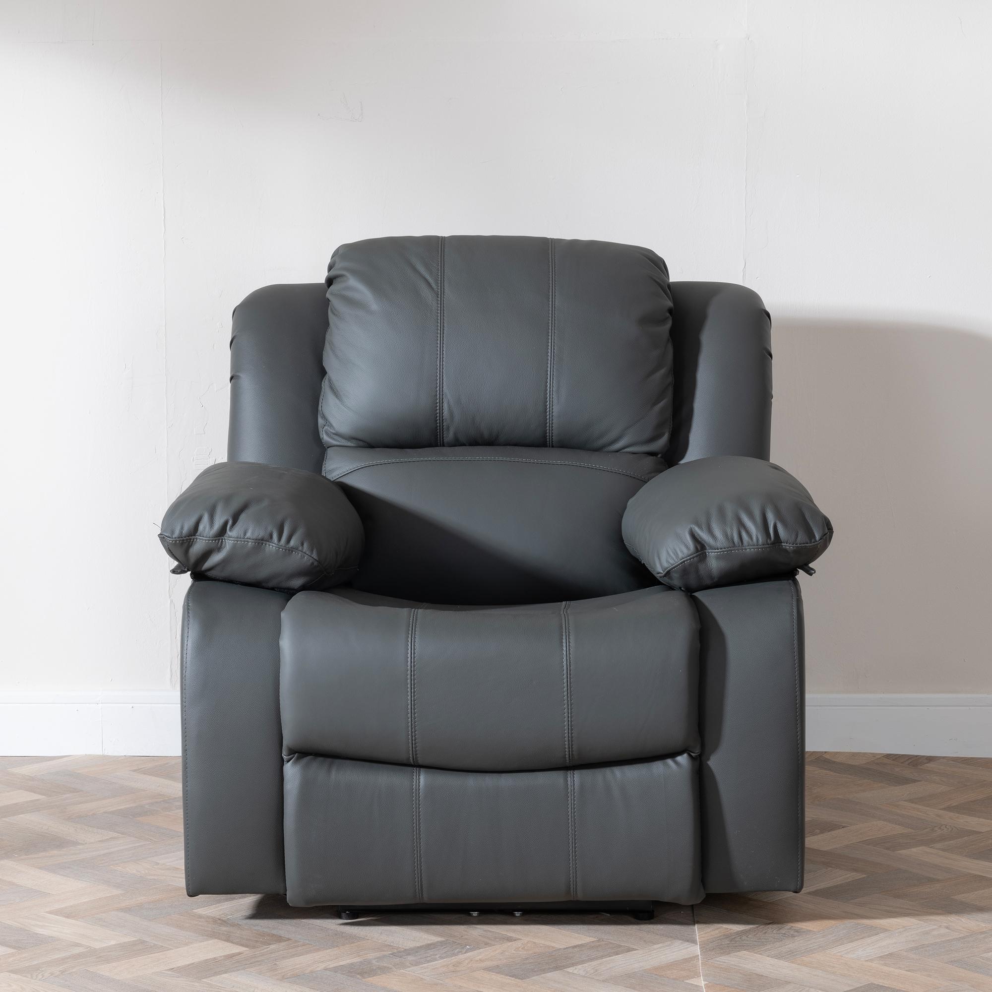 Product photograph of London Grey Leather Recliner Armchair from Choice Furniture Superstore.