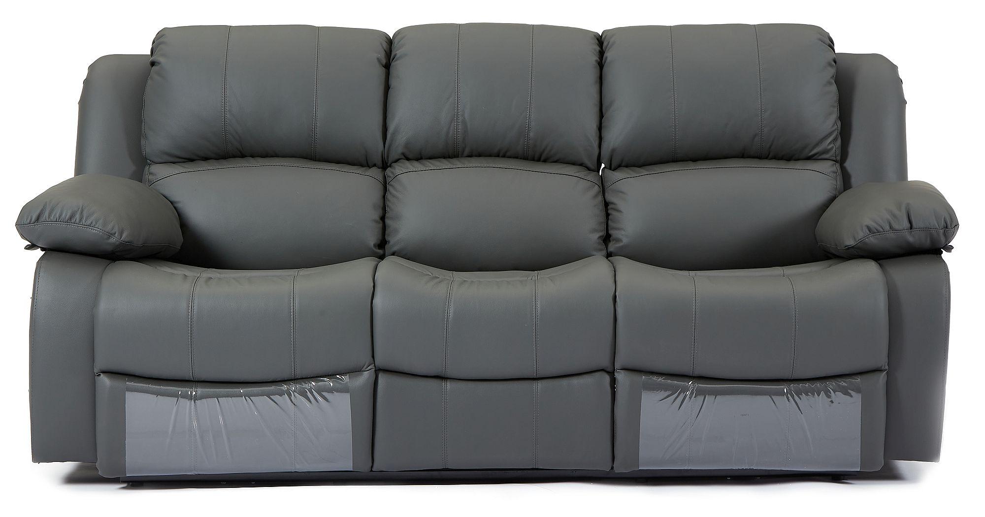 Product photograph of London Grey Leather 3 2 Seater Recliner Sofa Suite from Choice Furniture Superstore.