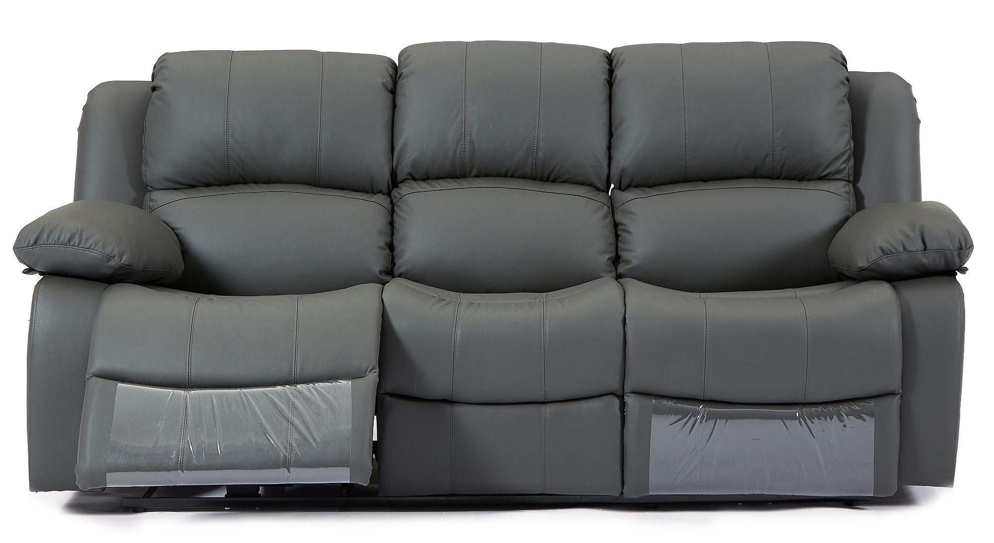 Product photograph of London Grey Leather 3 2 Seater Recliner Sofa Suite from Choice Furniture Superstore.